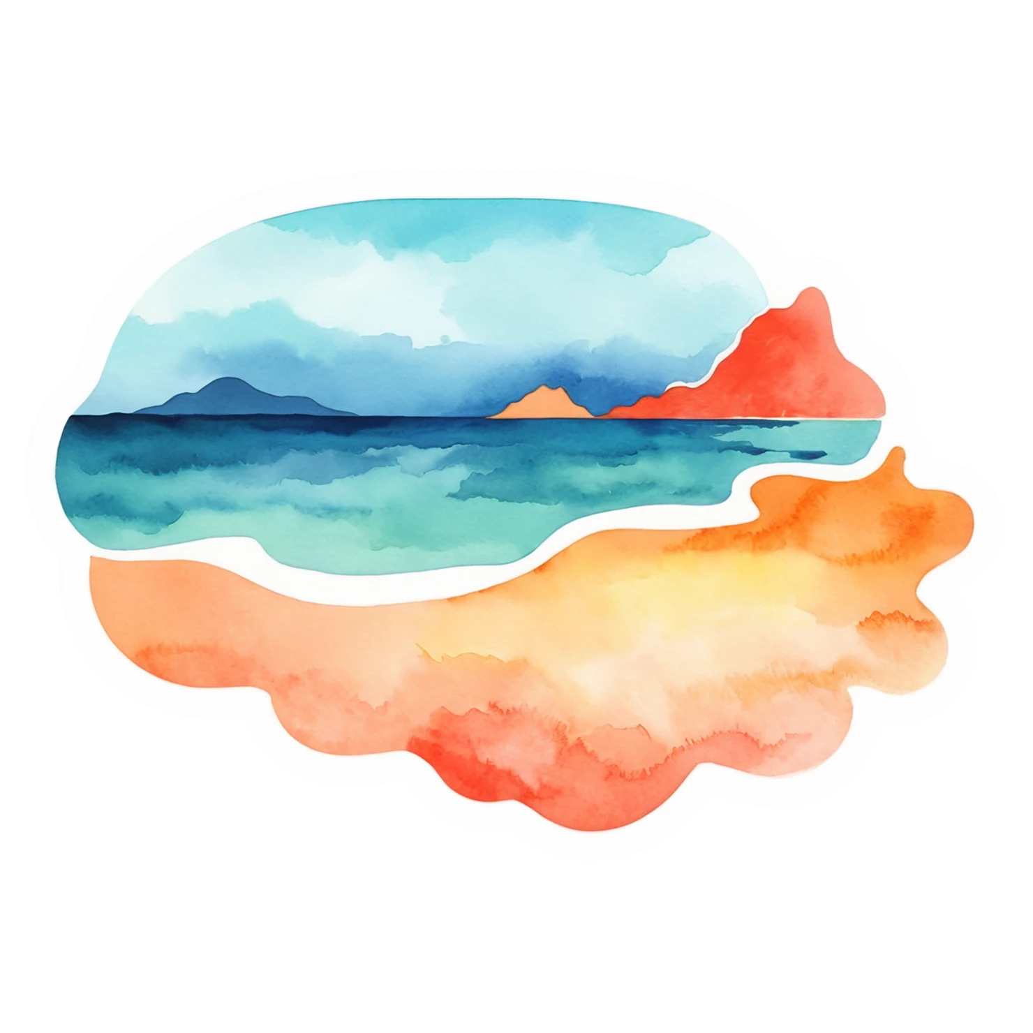 Beach Watercolor sticker isolated on transparent background #12805