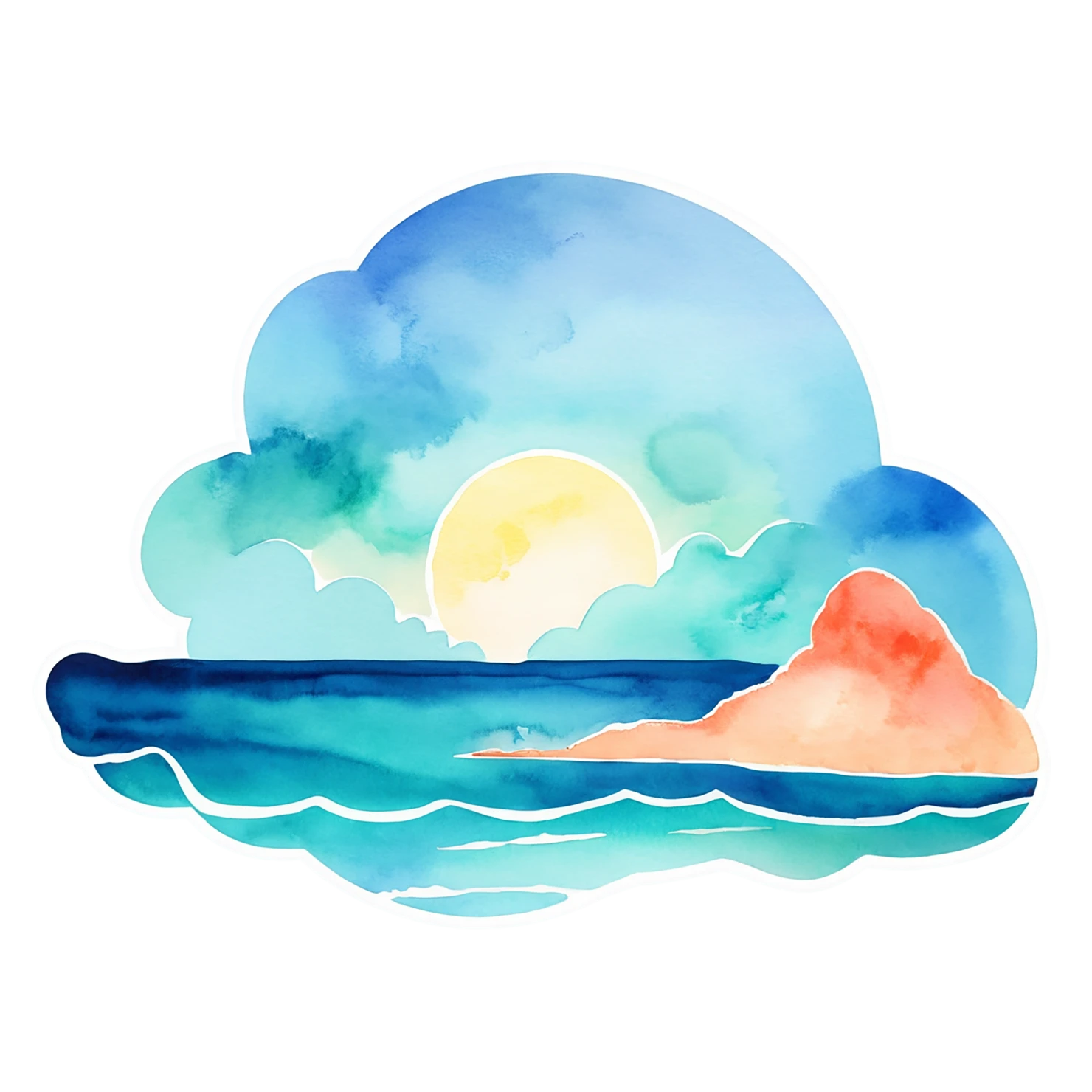 Beach Watercolor sticker isolated on transparent background #12806