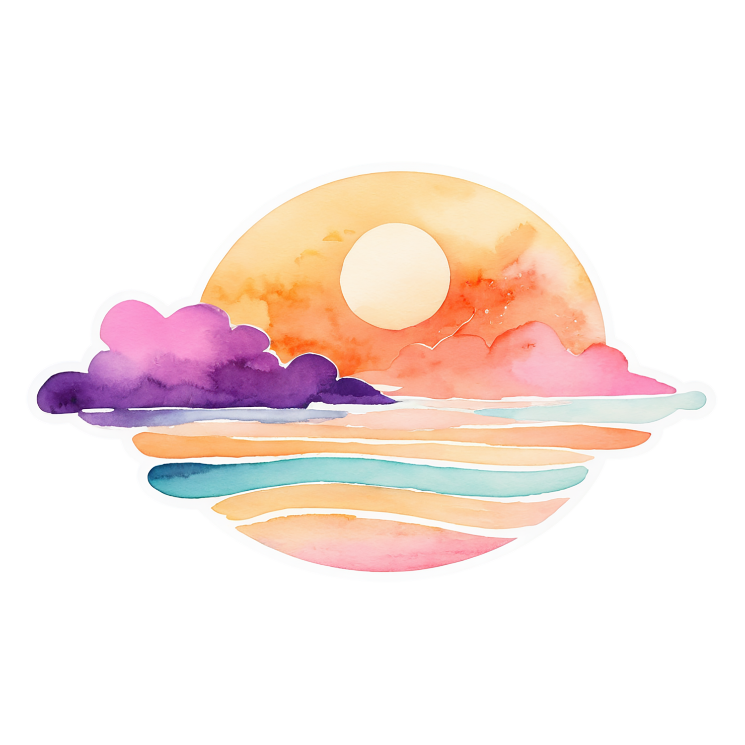 Beach Watercolor sticker isolated on transparent background #12807