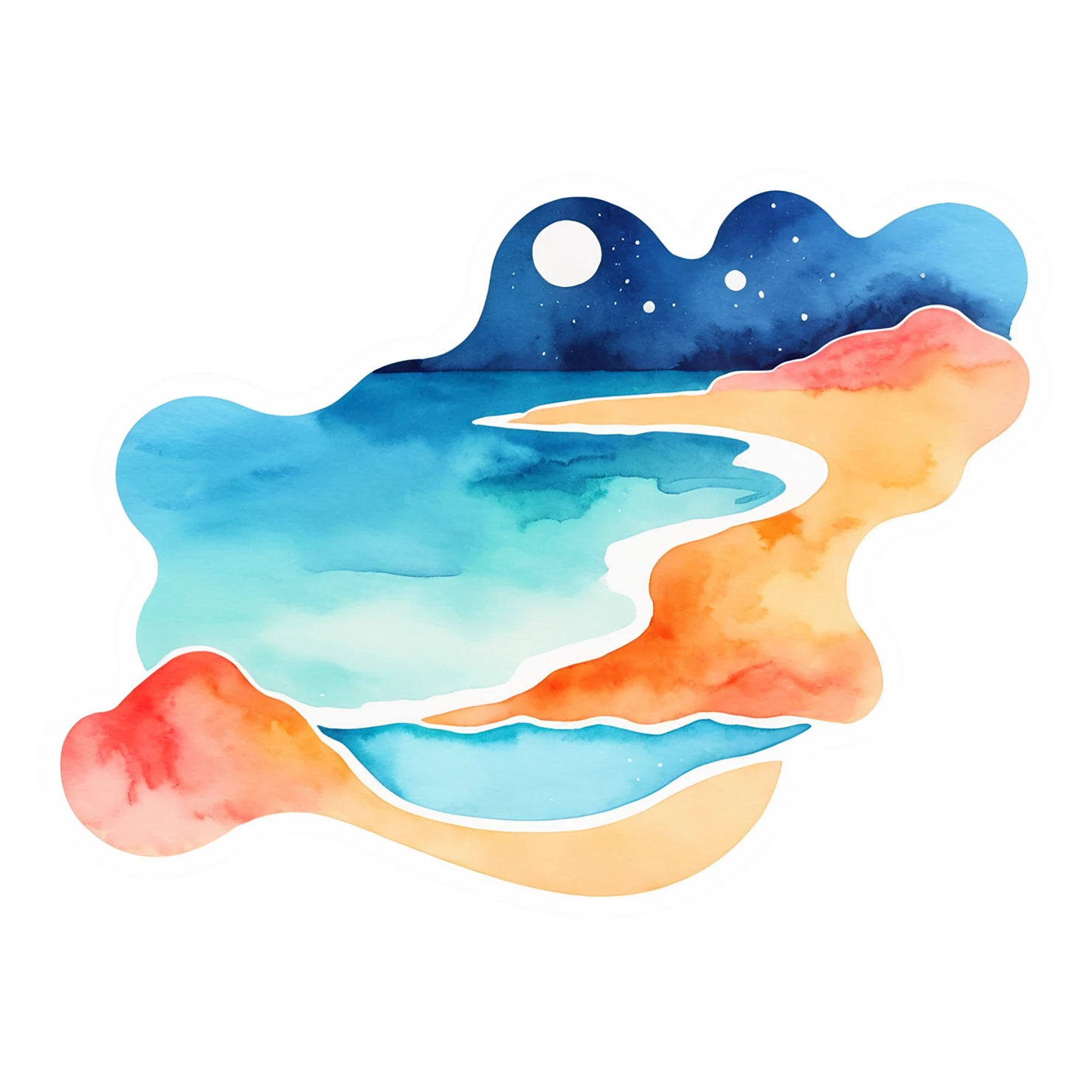 Beach Watercolor sticker isolated on transparent background #12812