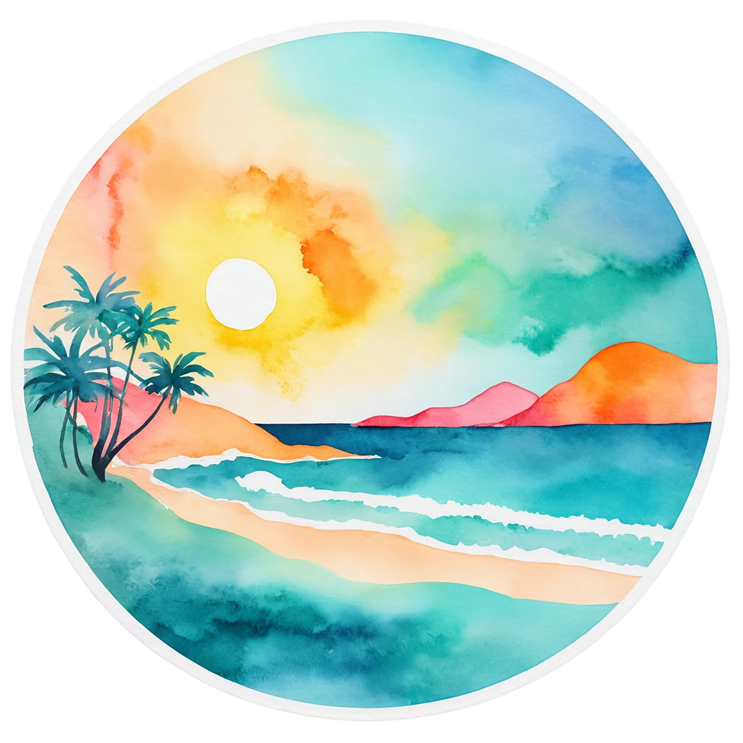 Beach Watercolor sticker isolated on transparent background #12813