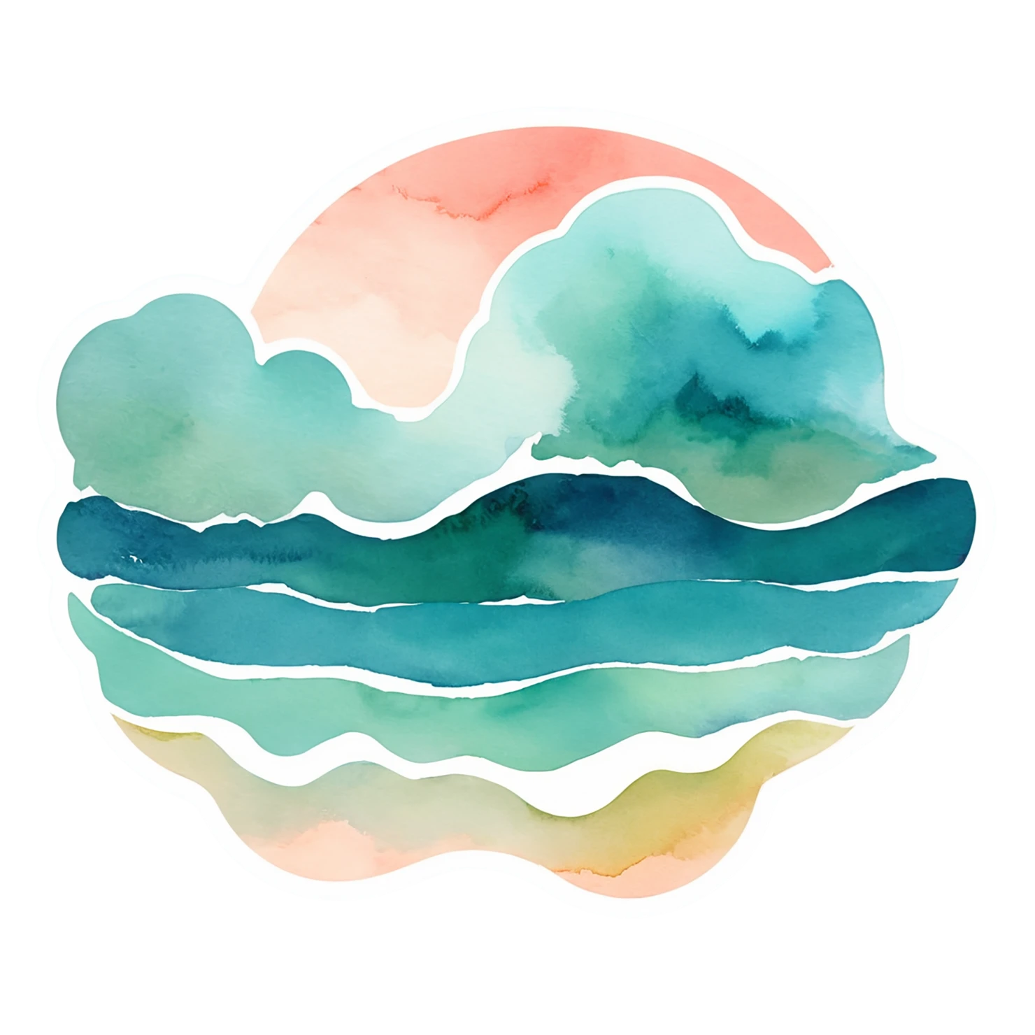 Beach Watercolor sticker isolated on transparent background #12814