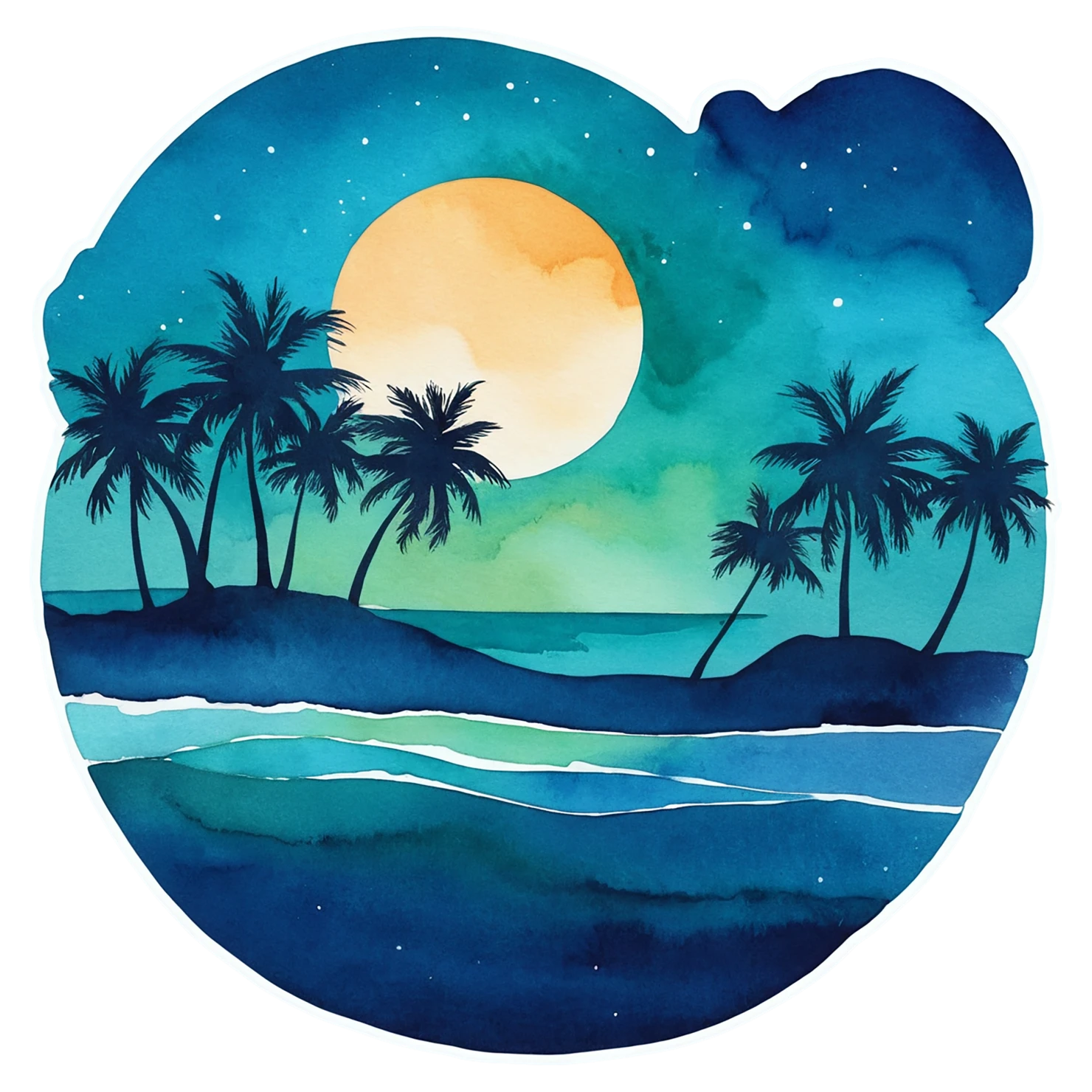 Beach Watercolor sticker isolated on transparent background #12815