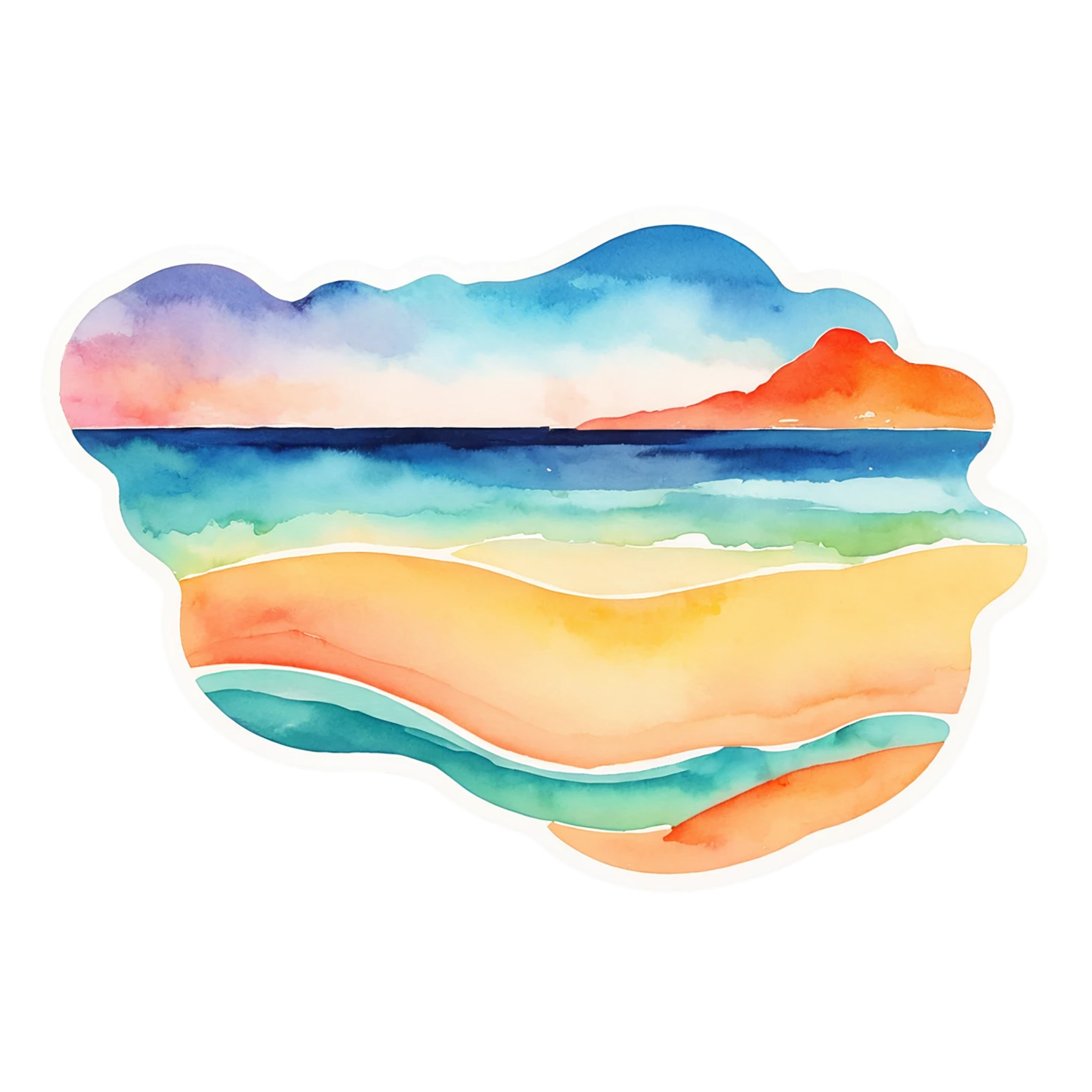 Beach Watercolor sticker isolated on transparent background #12816