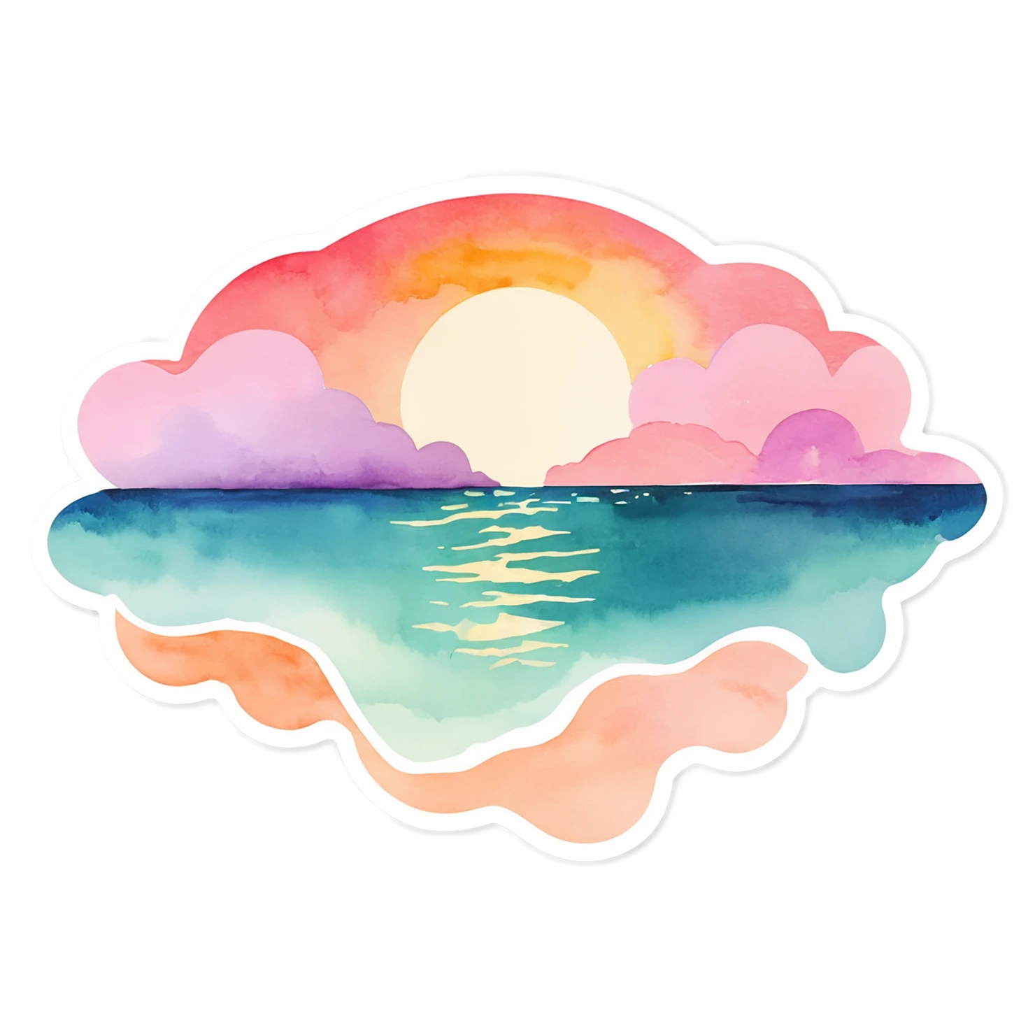 Beach Watercolor sticker isolated on transparent background #12817