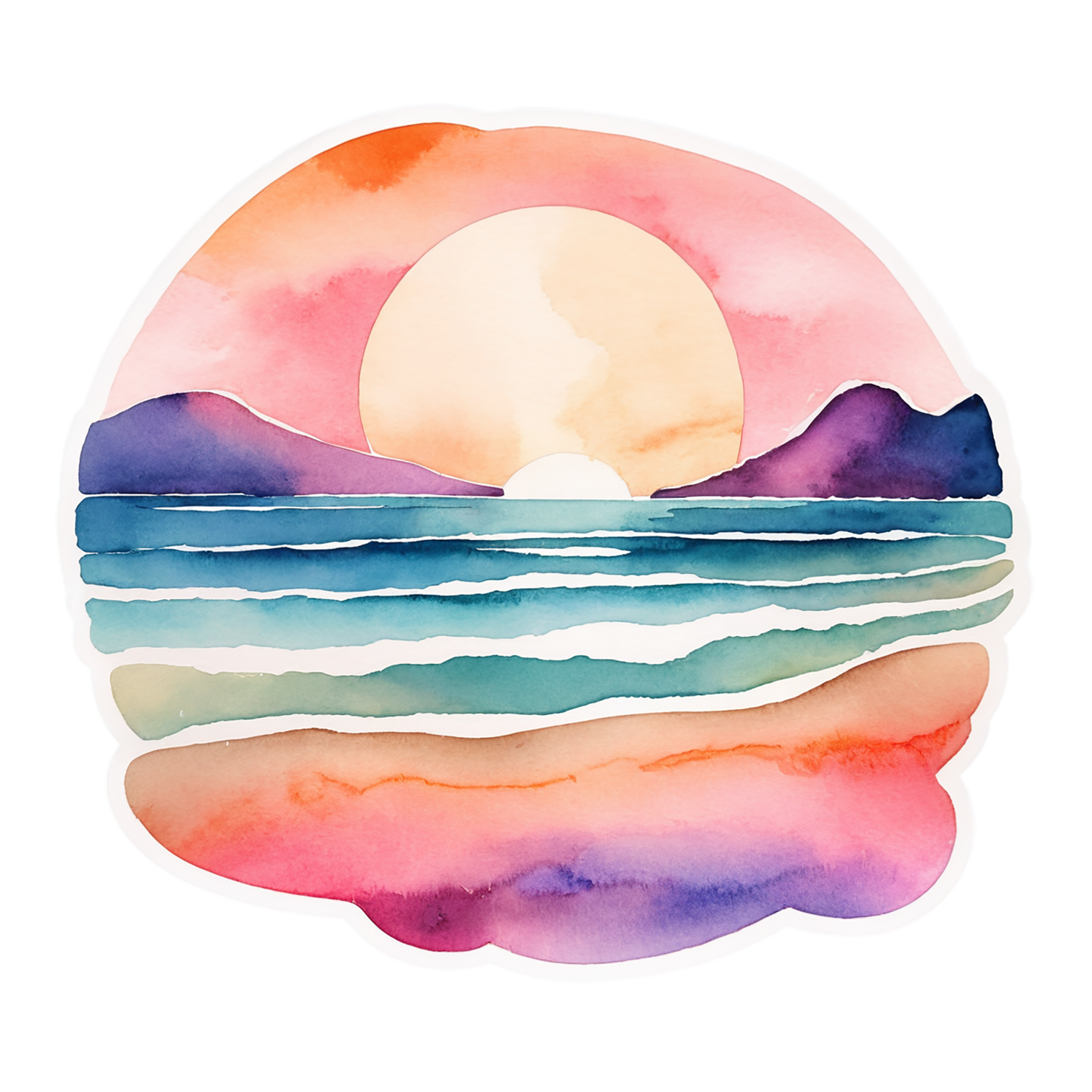 Beach Watercolor sticker isolated on transparent background #12818