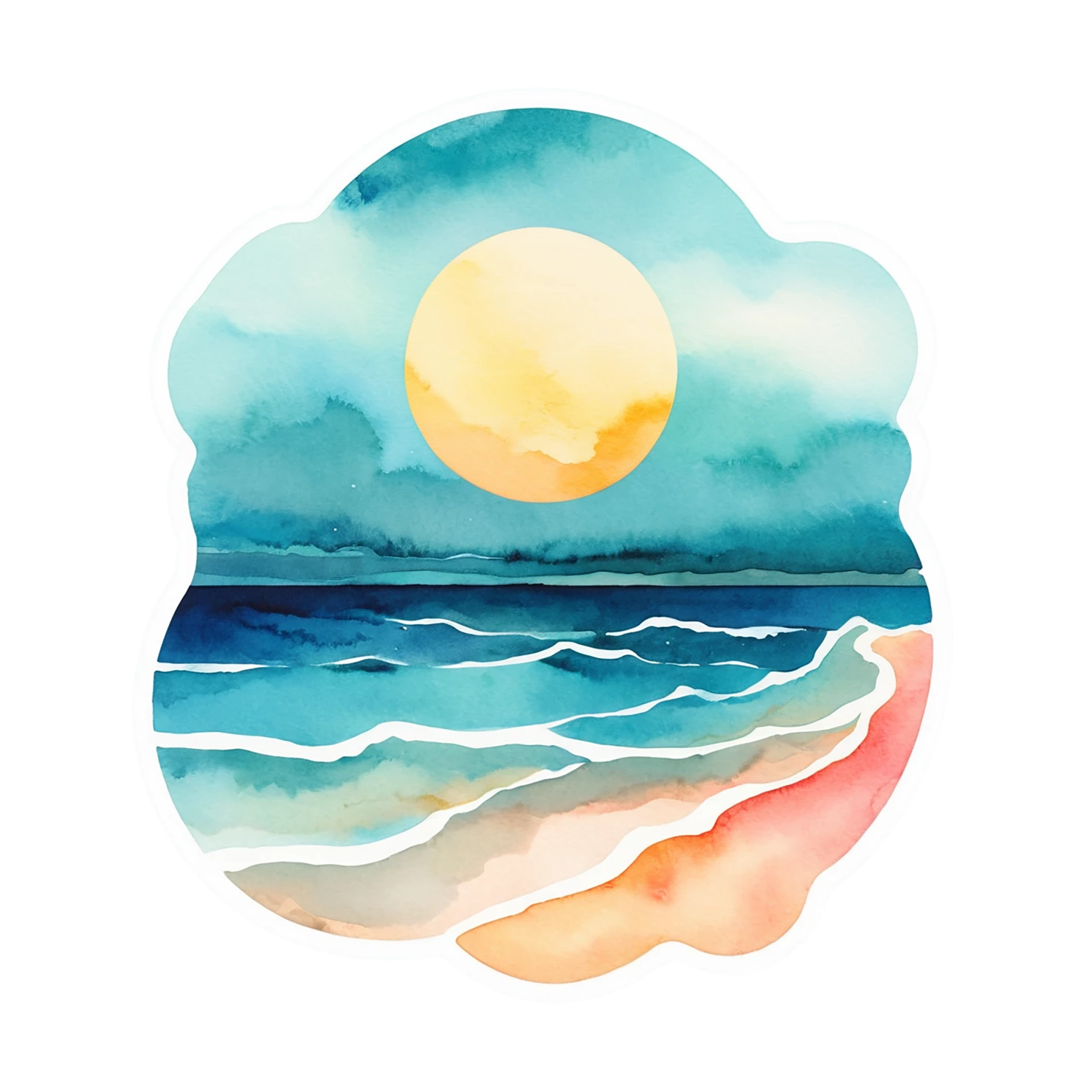 Beach Watercolor sticker isolated on transparent background #12819