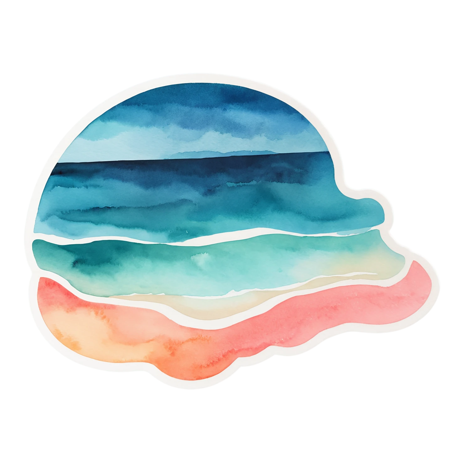 Beach Watercolor sticker isolated on transparent background #12820