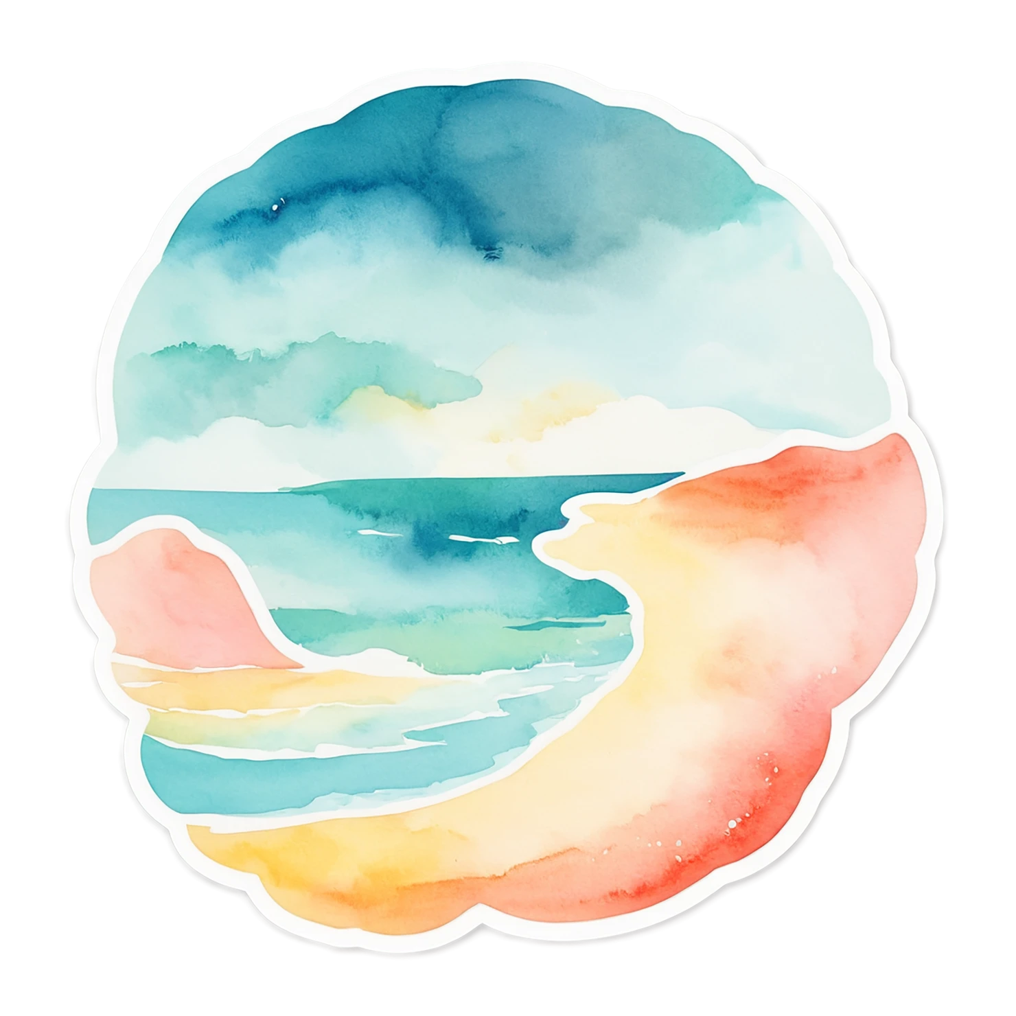 Beach Watercolor sticker isolated on transparent background #12823