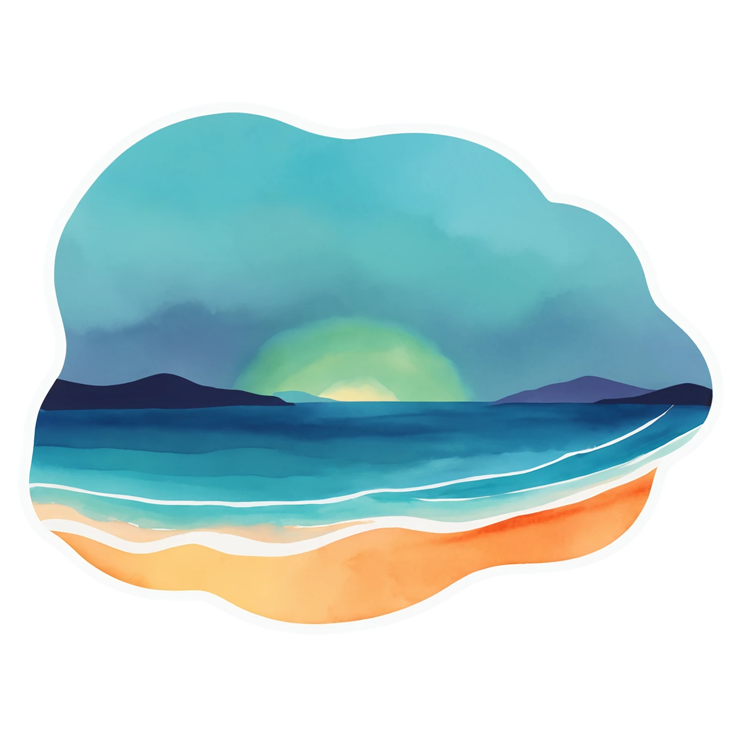 Beach Watercolor sticker isolated on transparent background #12825