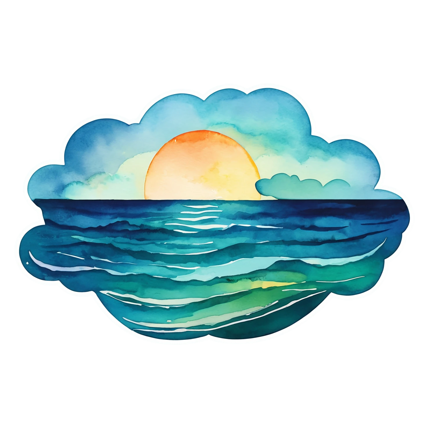 Beach Watercolor sticker isolated on transparent background #12827