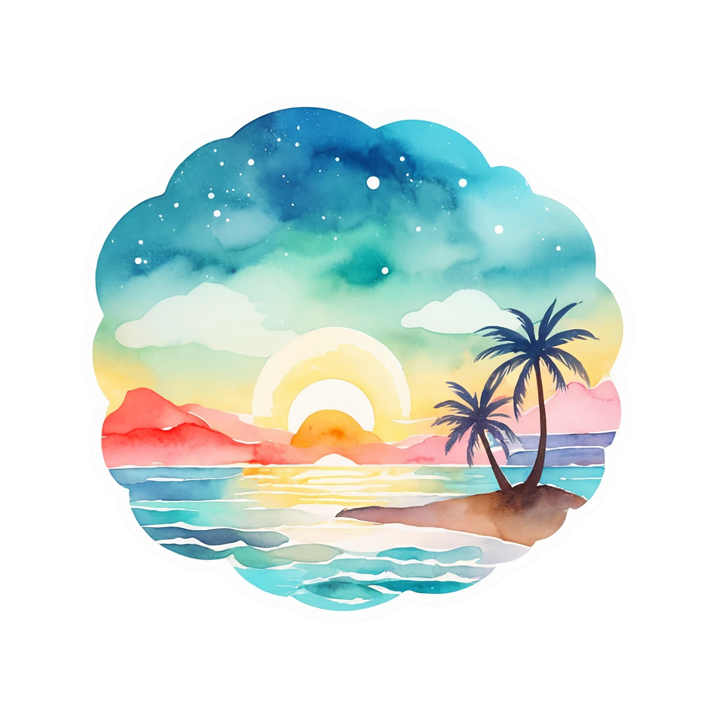 Beach Watercolor sticker isolated on transparent background #12828