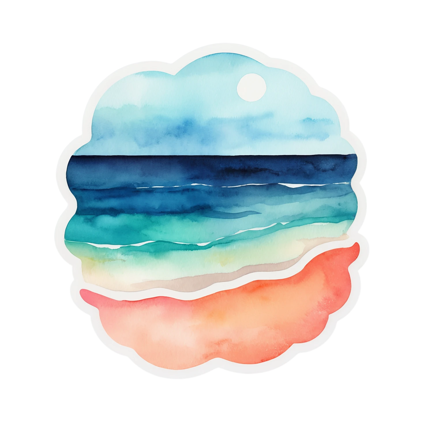 Beach Watercolor sticker isolated on transparent background #12830