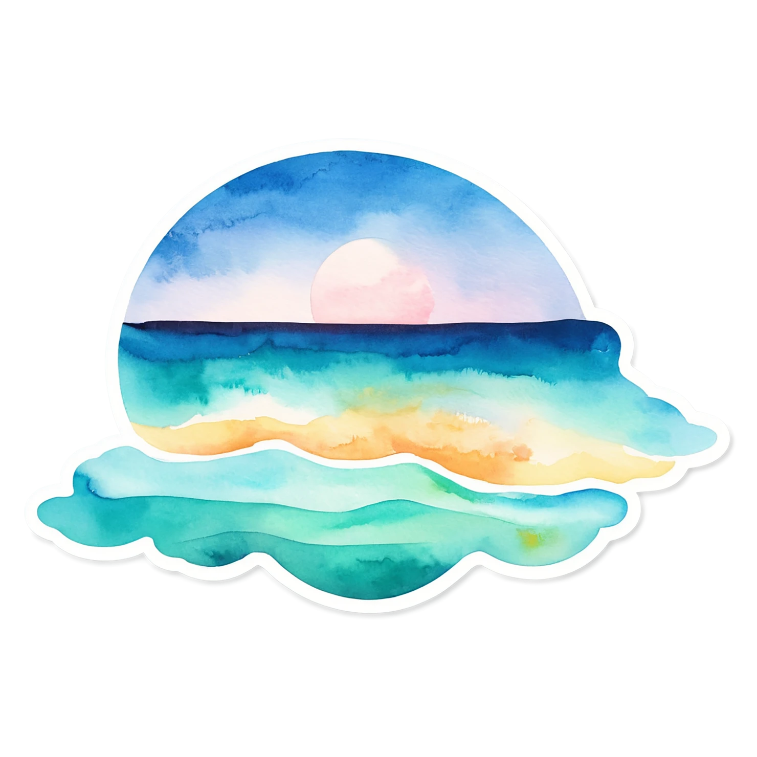 Beach Watercolor sticker isolated on transparent background #12832