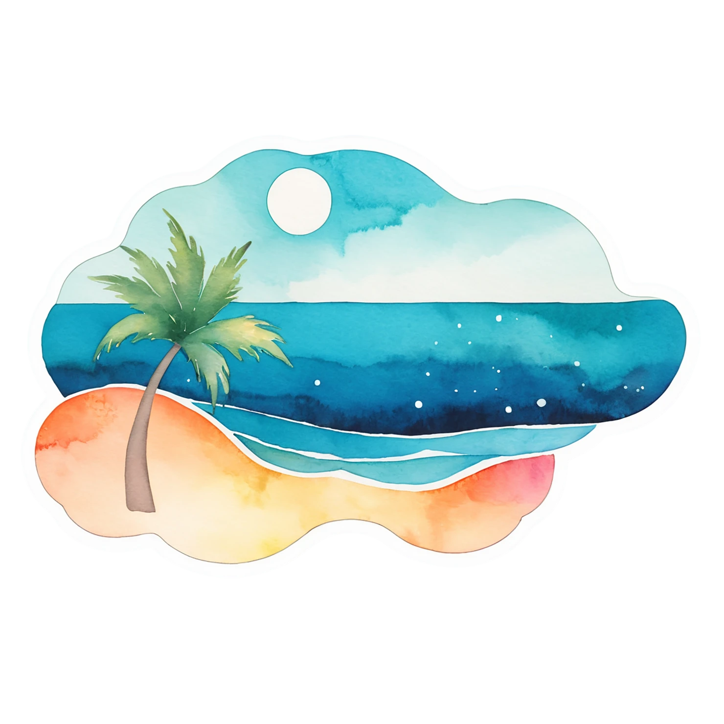 Beach Watercolor sticker isolated on transparent background #12833