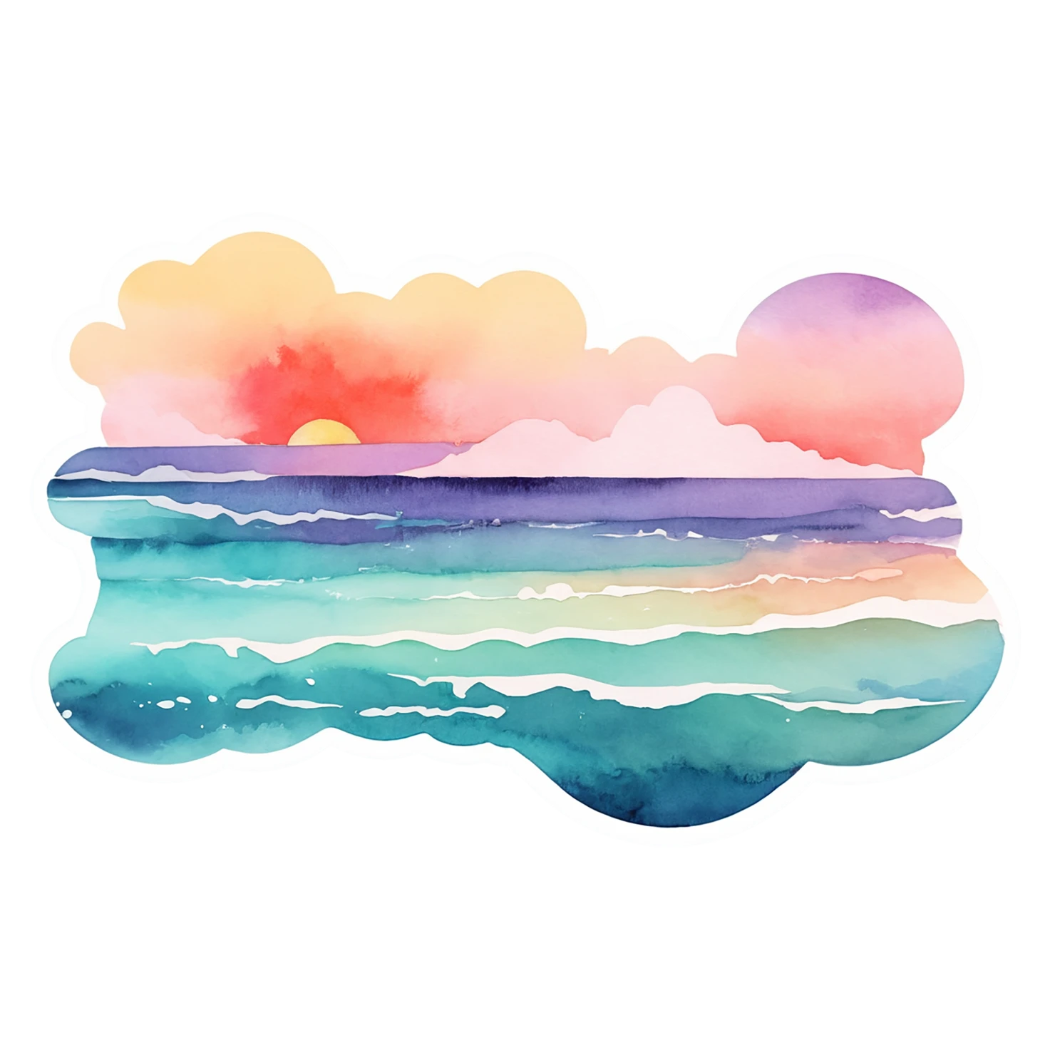 Beach Watercolor sticker isolated on transparent background #12837