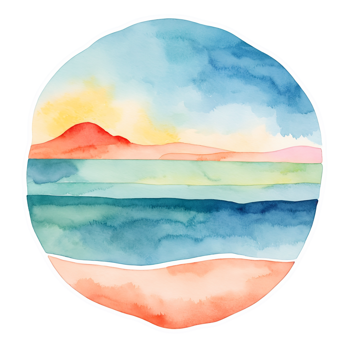 Beach Watercolor sticker isolated on transparent background #12840