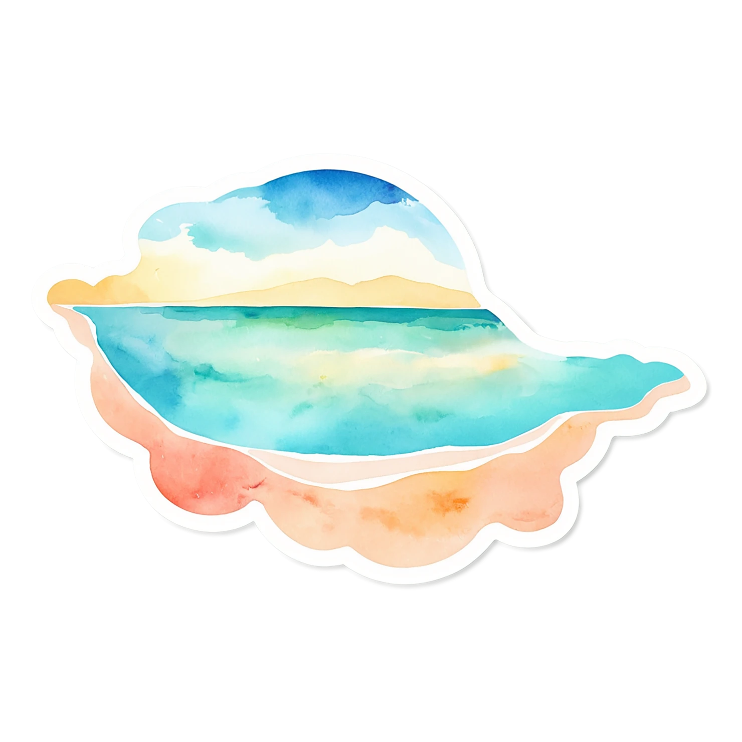 Beach Watercolor sticker isolated on transparent background #12842