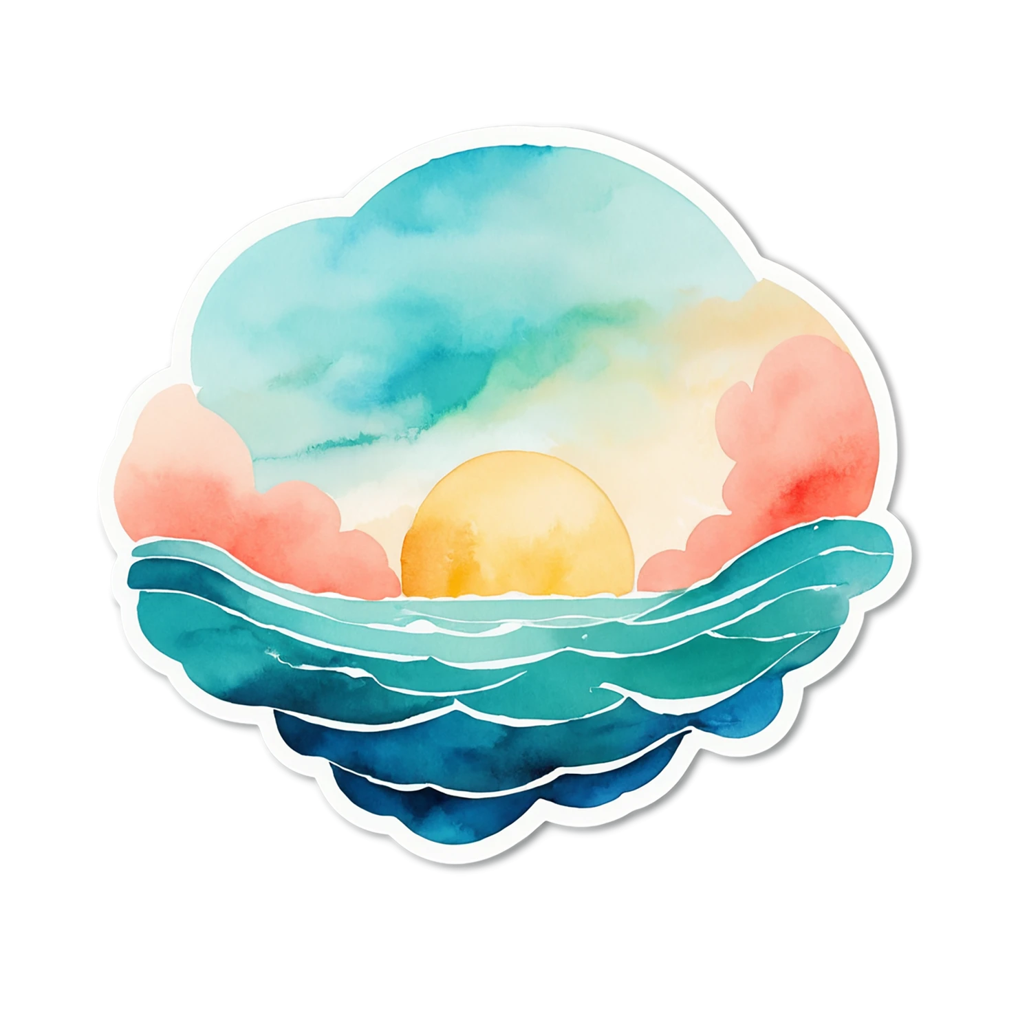 Beach Watercolor sticker isolated on transparent background #12843
