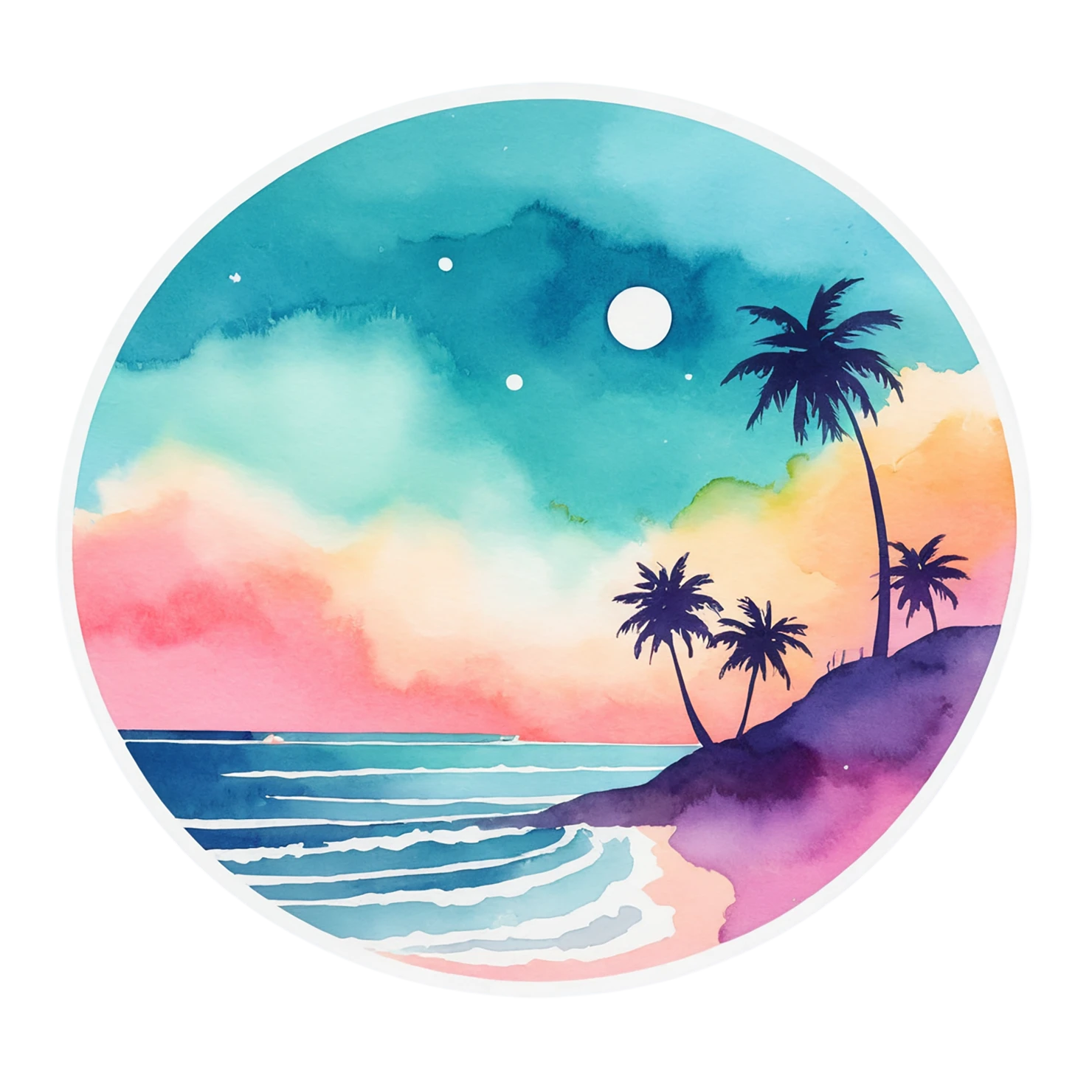 Beach Watercolor sticker isolated on transparent background #12844