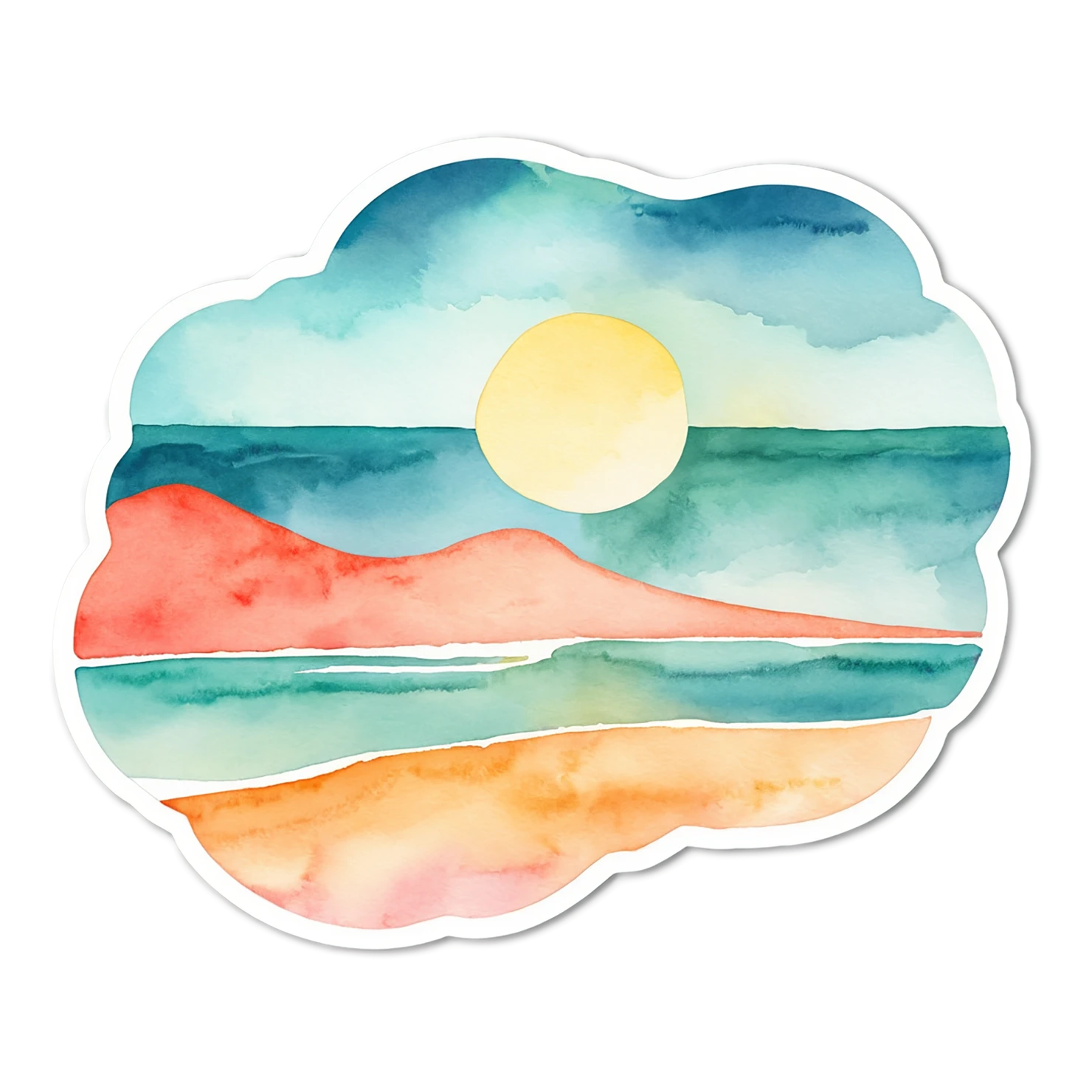 Beach Watercolor sticker isolated on transparent background #12846