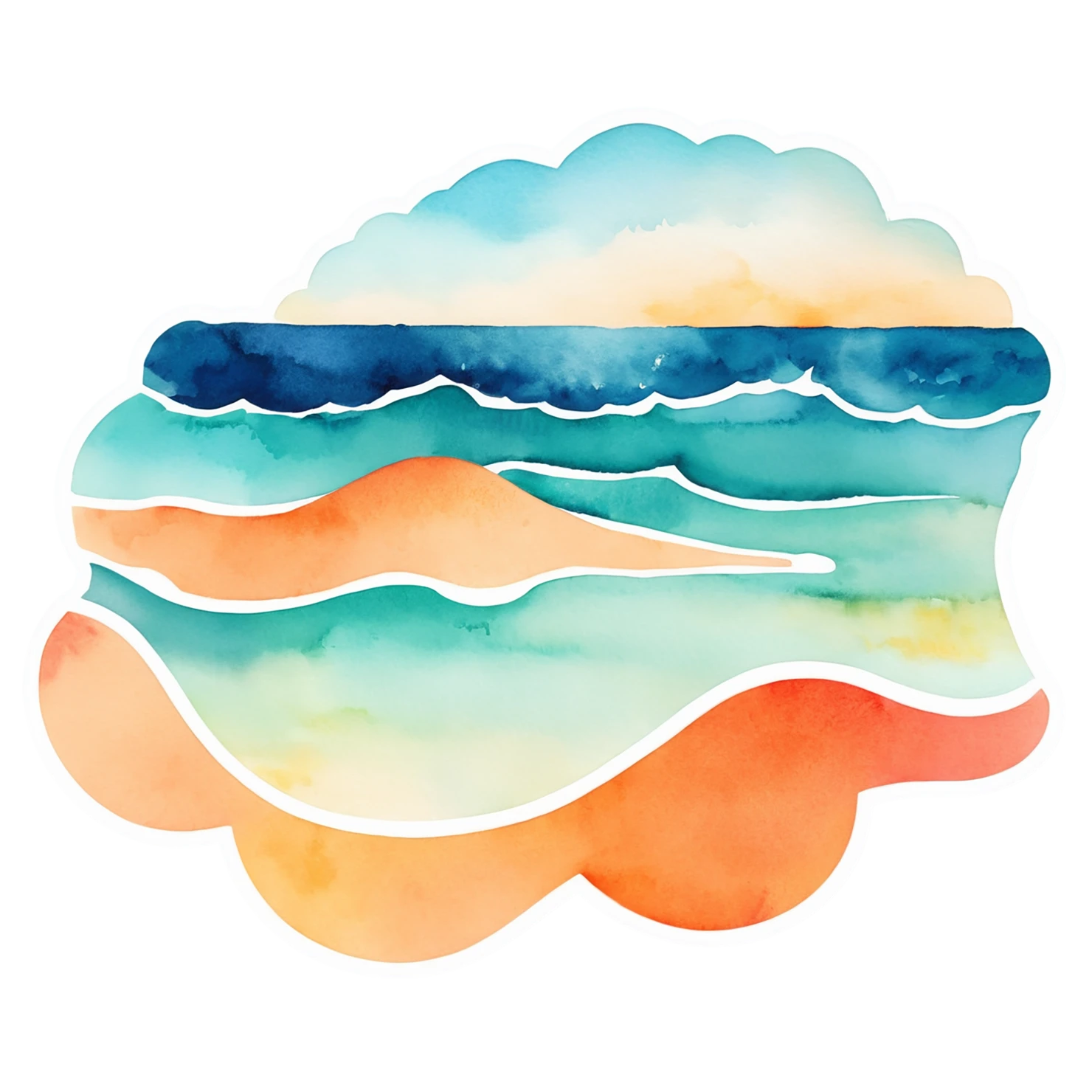 Beach Watercolor sticker isolated on transparent background #12848