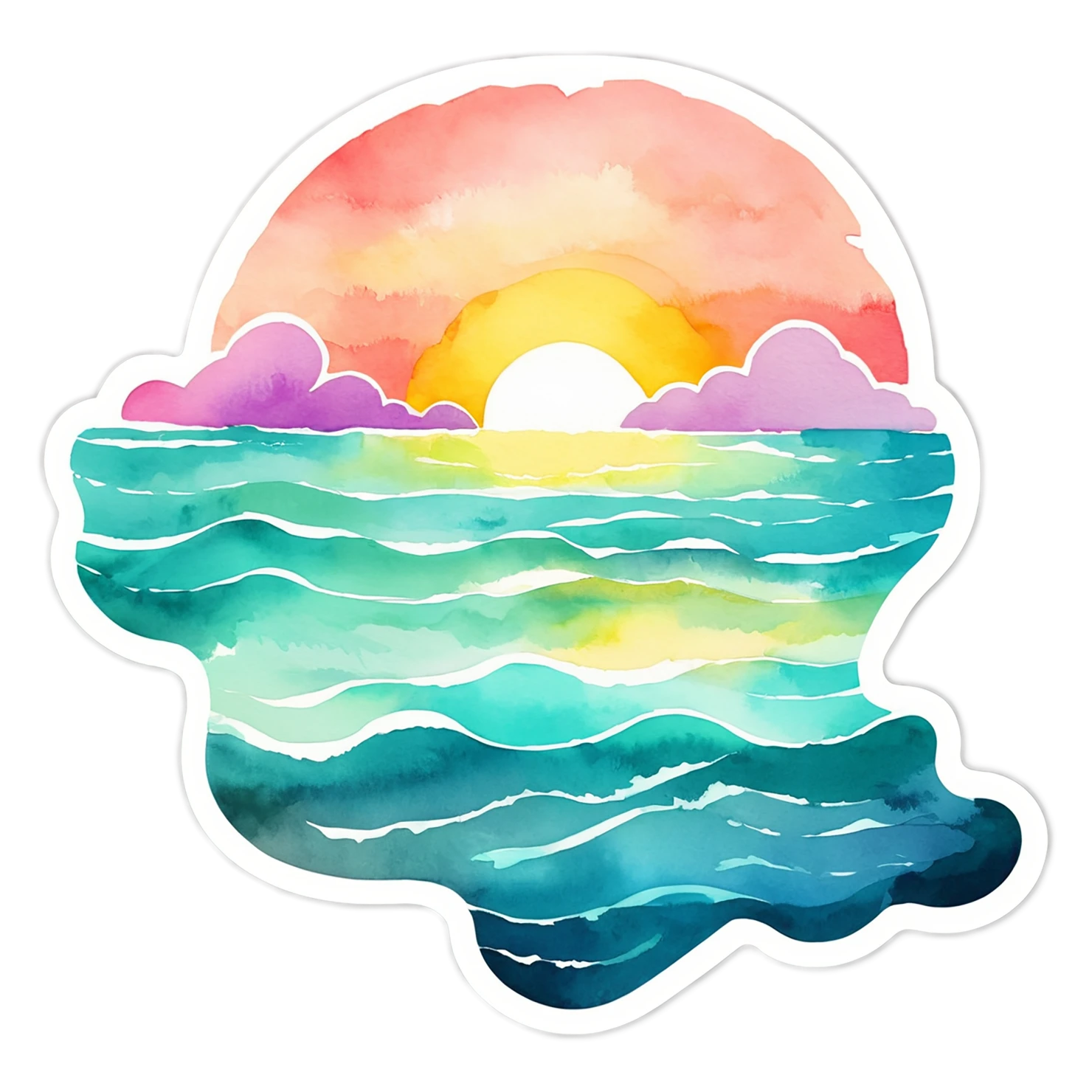 Beach Watercolor sticker isolated on transparent background #12850