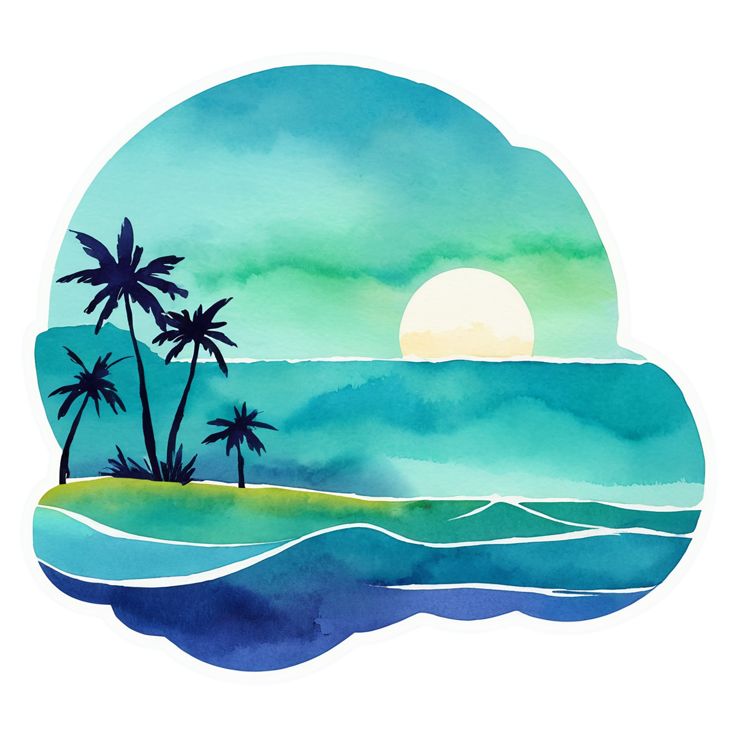 Beach Watercolor sticker isolated on transparent background #12851
