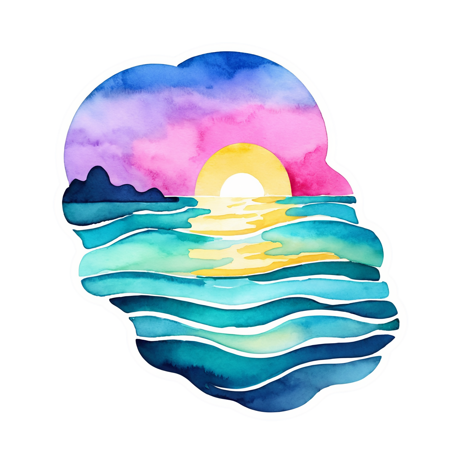 Beach Watercolor sticker isolated on transparent background #12852