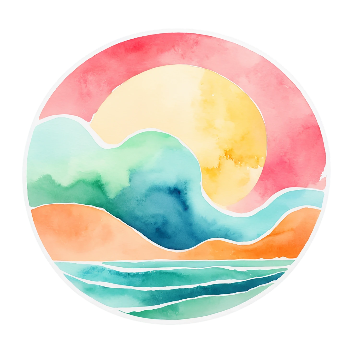 Beach Watercolor sticker isolated on transparent background #12853