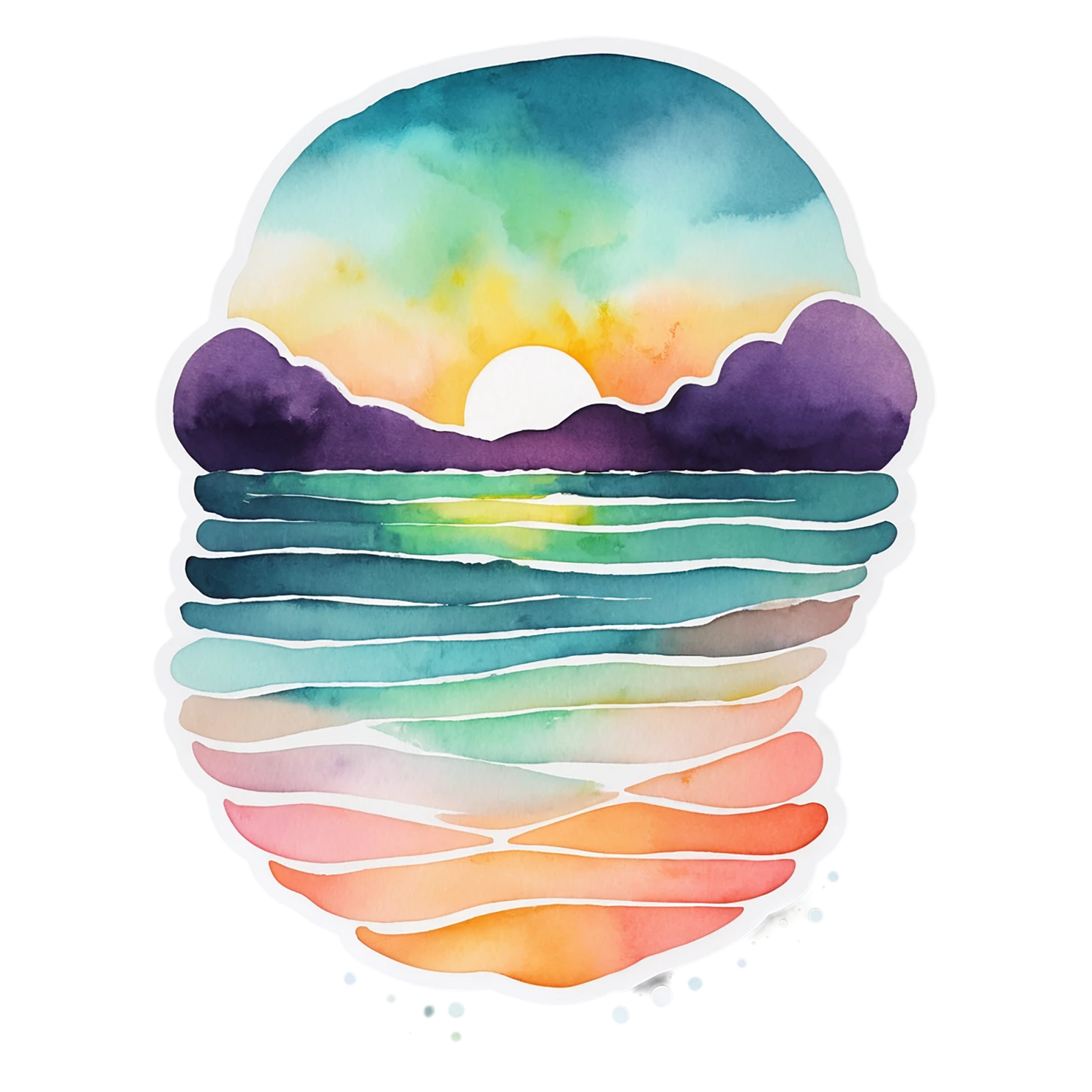Beach Watercolor sticker isolated on transparent background #12854