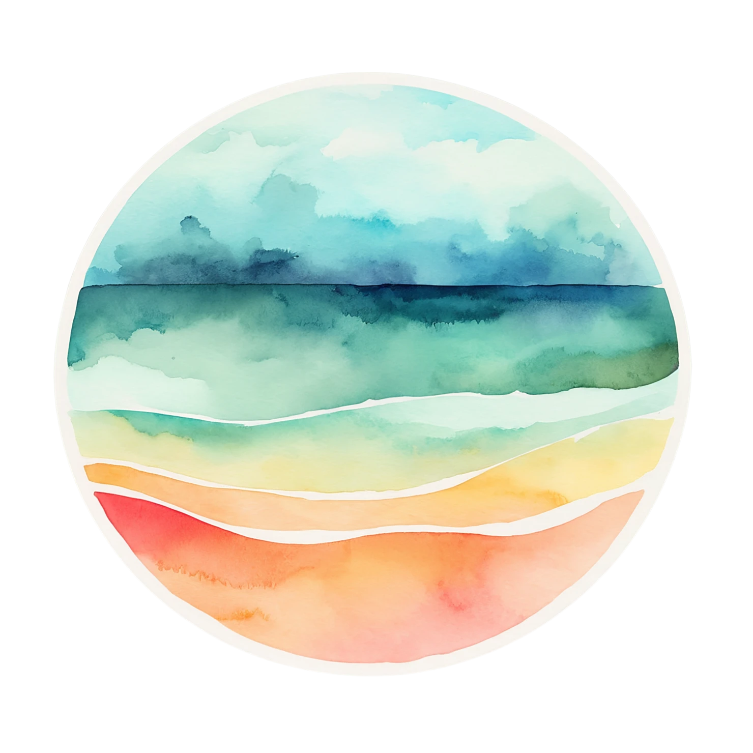 Beach Watercolor sticker isolated on transparent background #12855