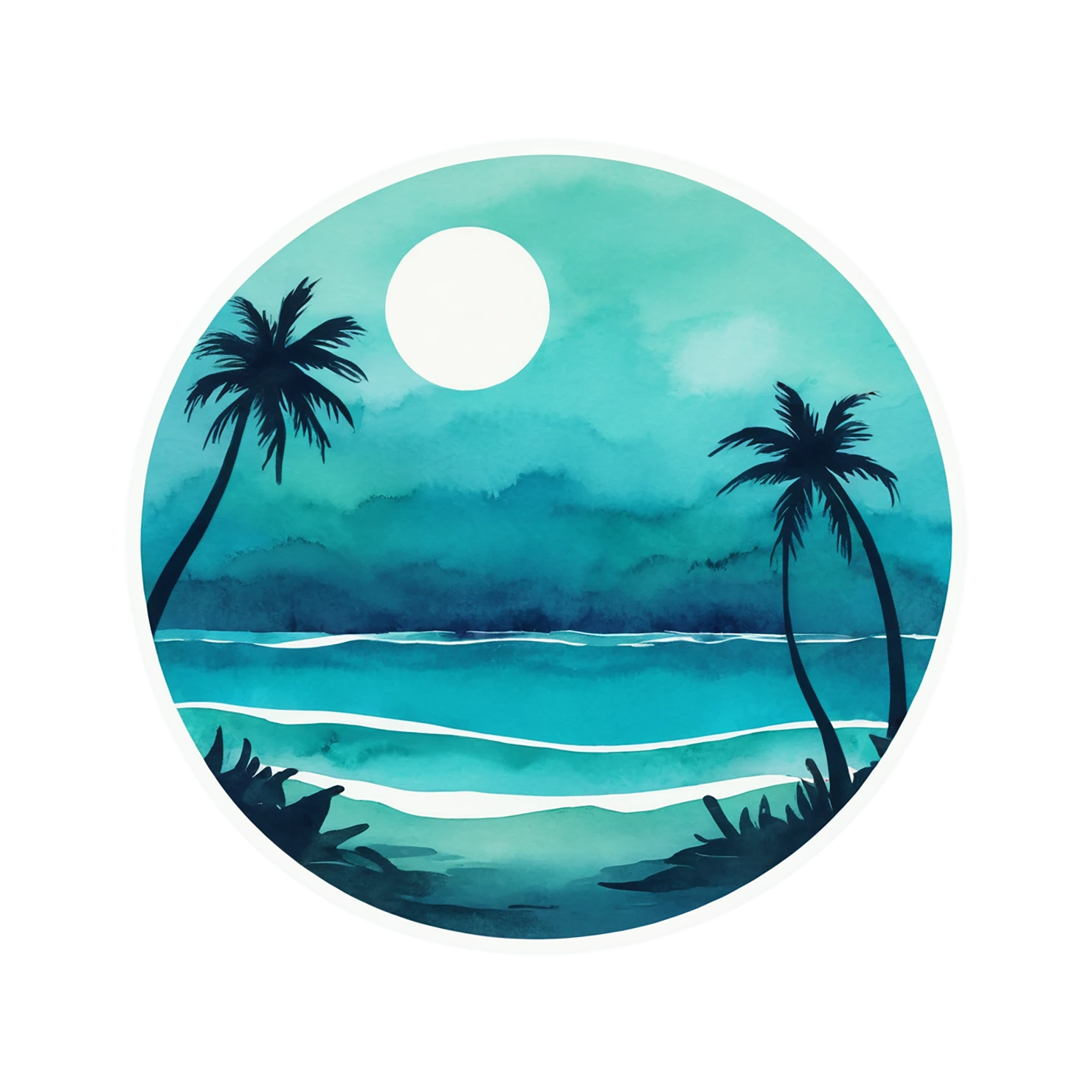 Beach Watercolor sticker isolated on transparent background #12857