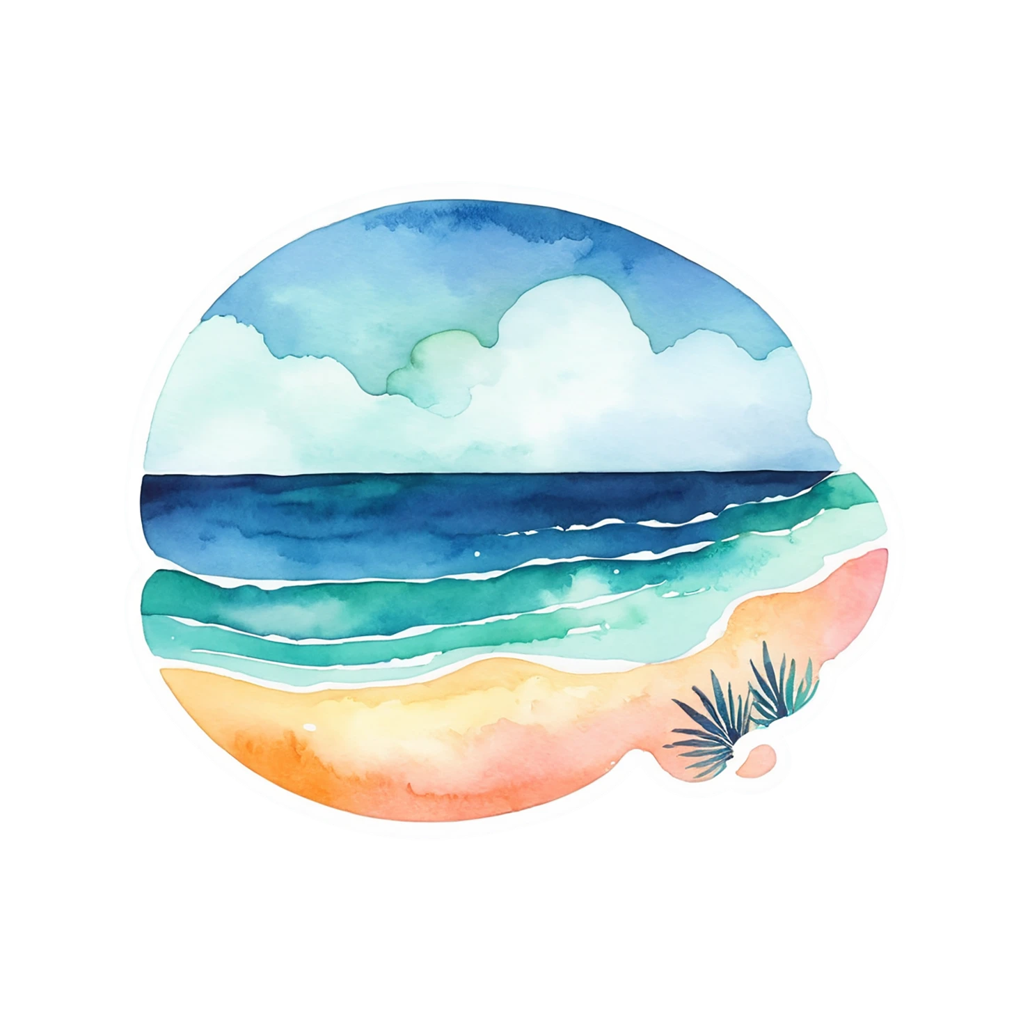 Beach Watercolor sticker isolated on transparent background #12859