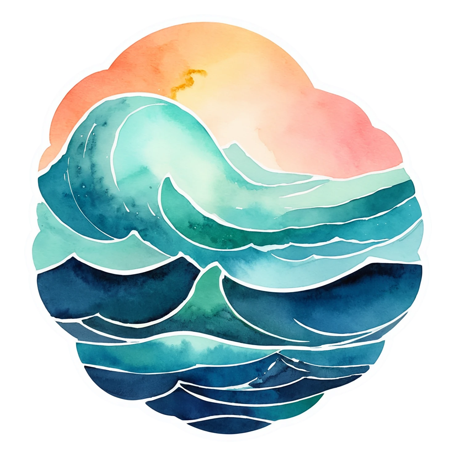 Beach Watercolor sticker isolated on transparent background #12860