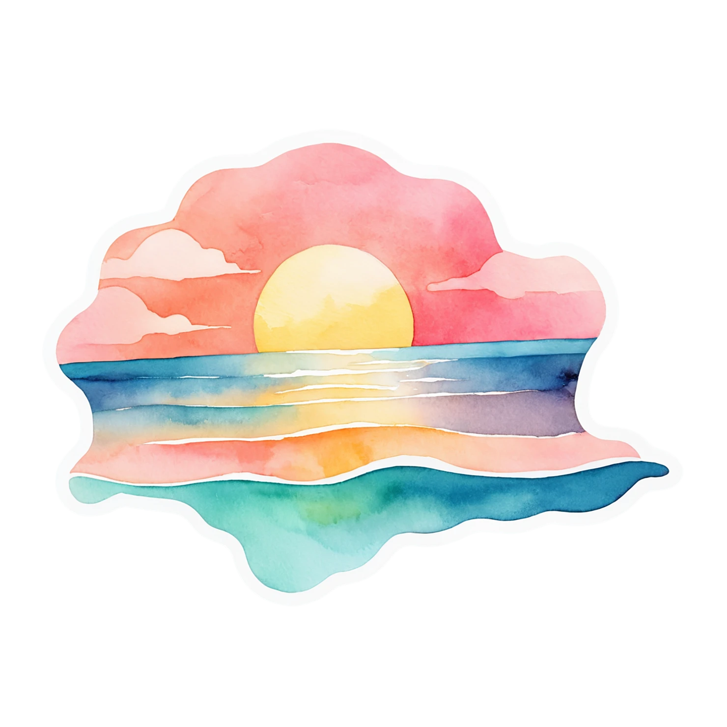 Beach Watercolor sticker isolated on transparent background #12862