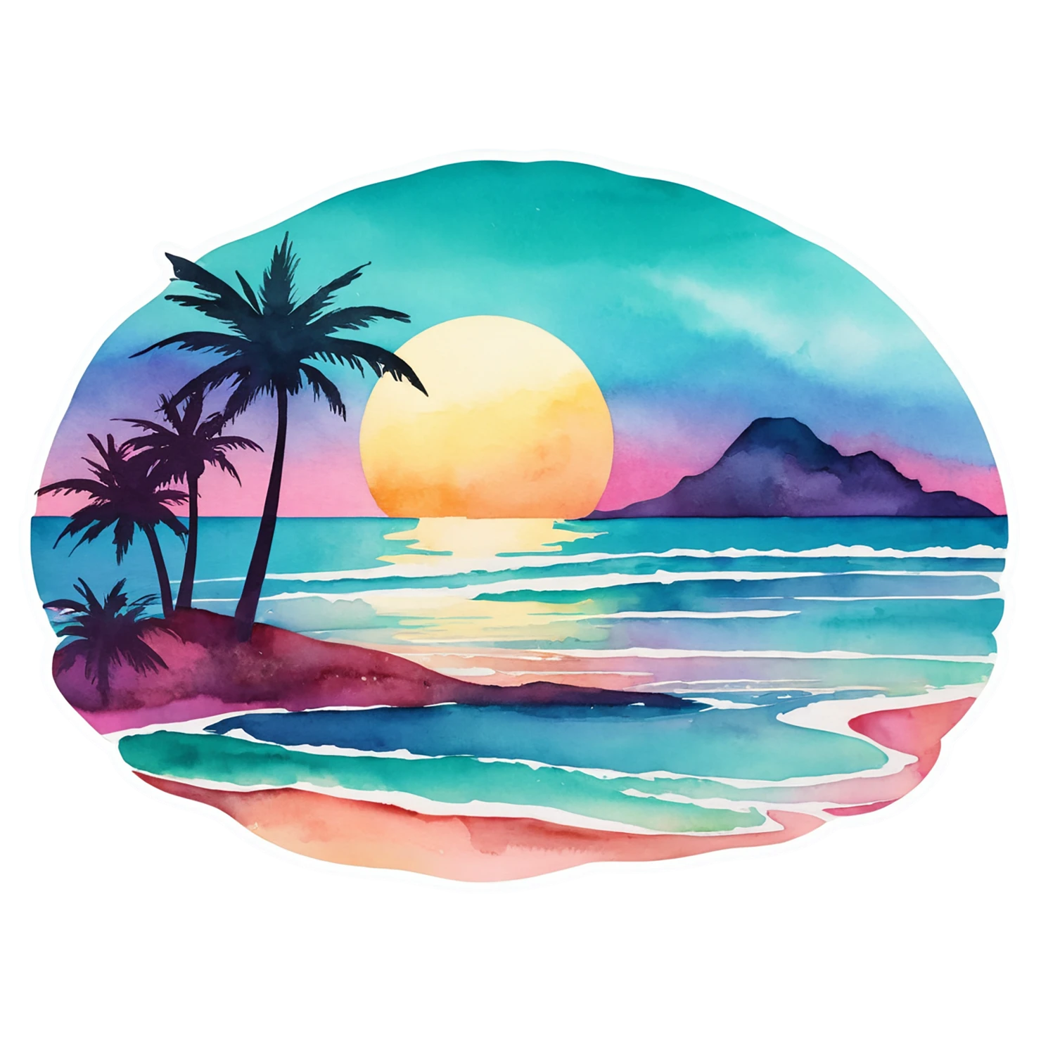 Beach Watercolor sticker isolated on transparent background #12864