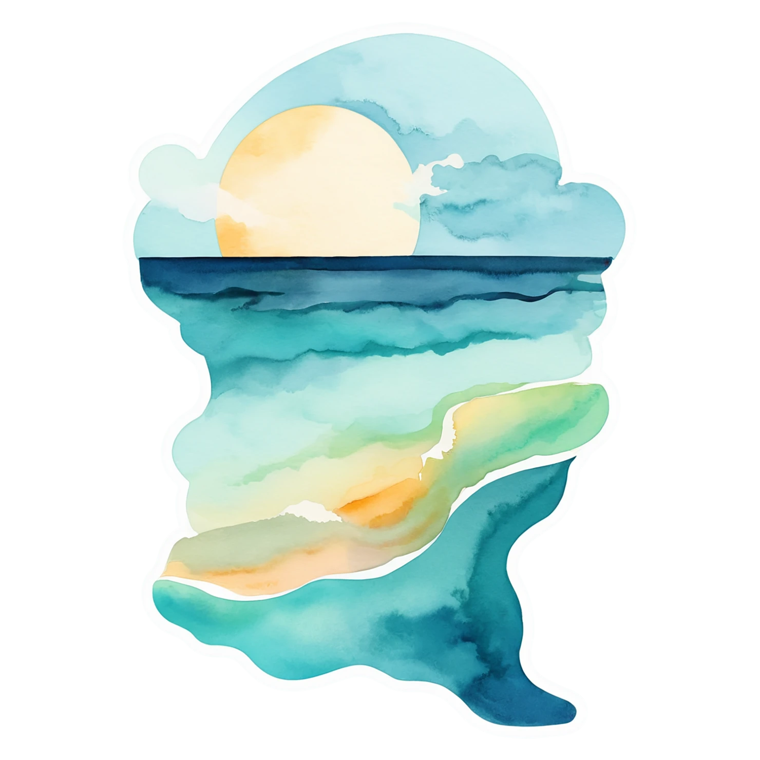Beach Watercolor sticker isolated on transparent background #12865