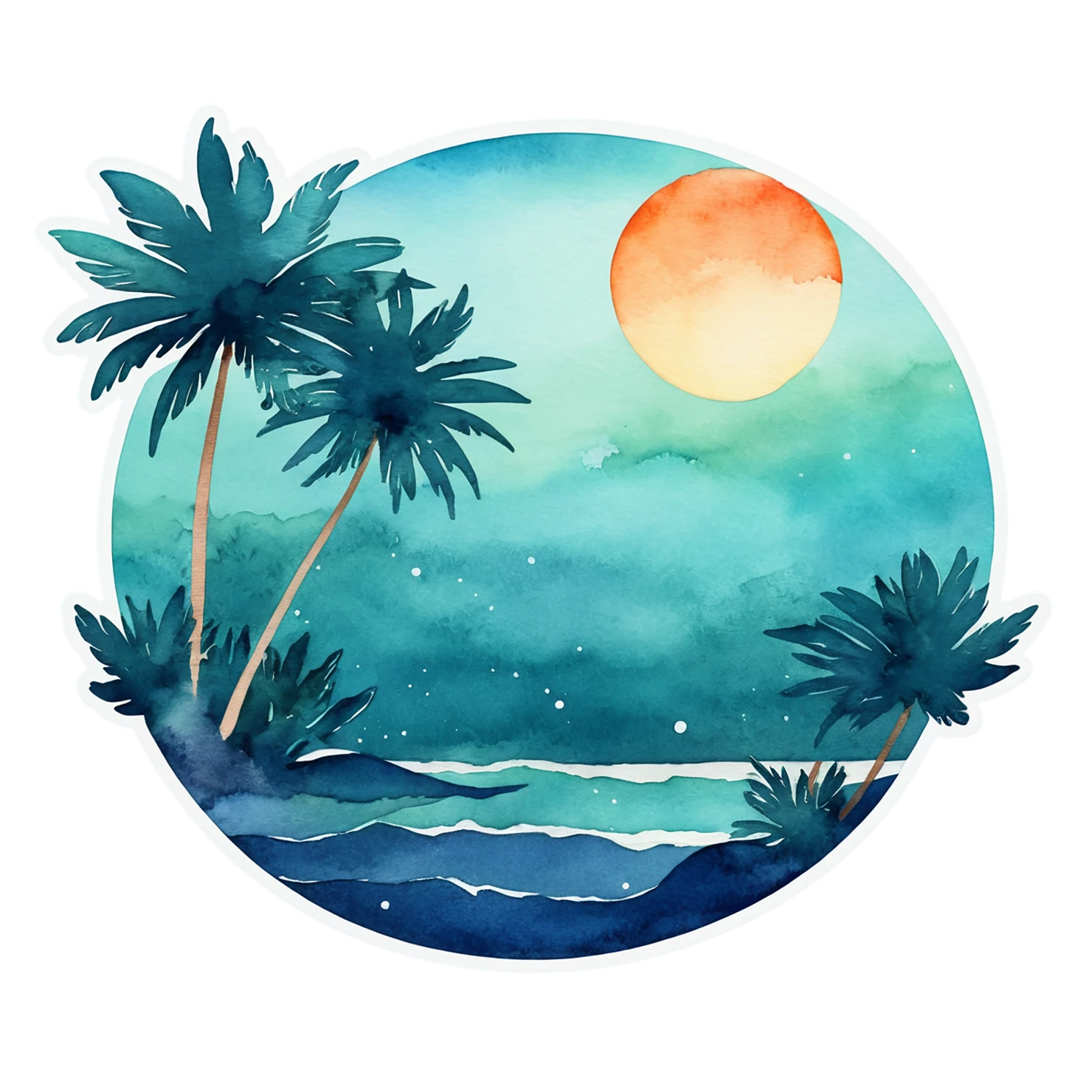 Beach Watercolor sticker isolated on transparent background #12867