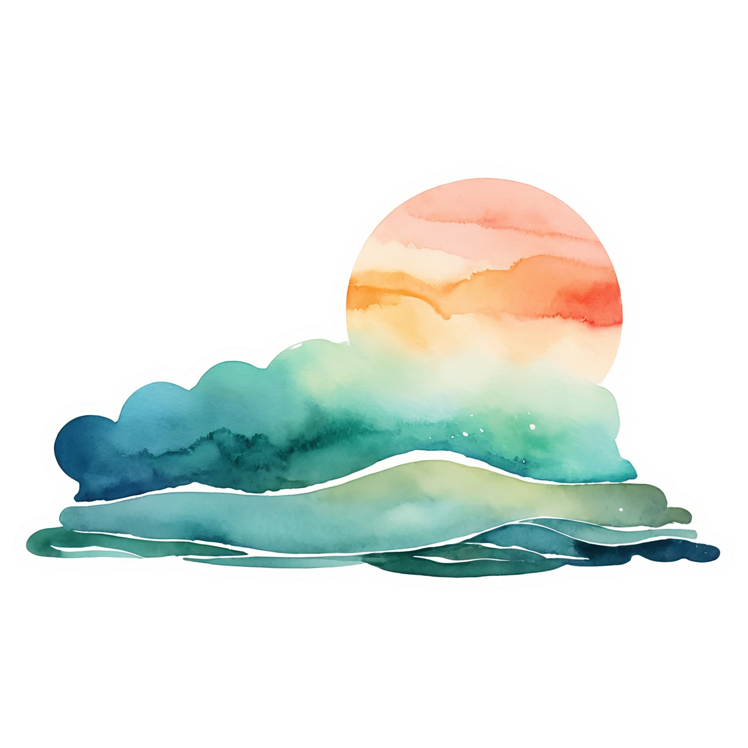 Beach Watercolor sticker isolated on transparent background #12868