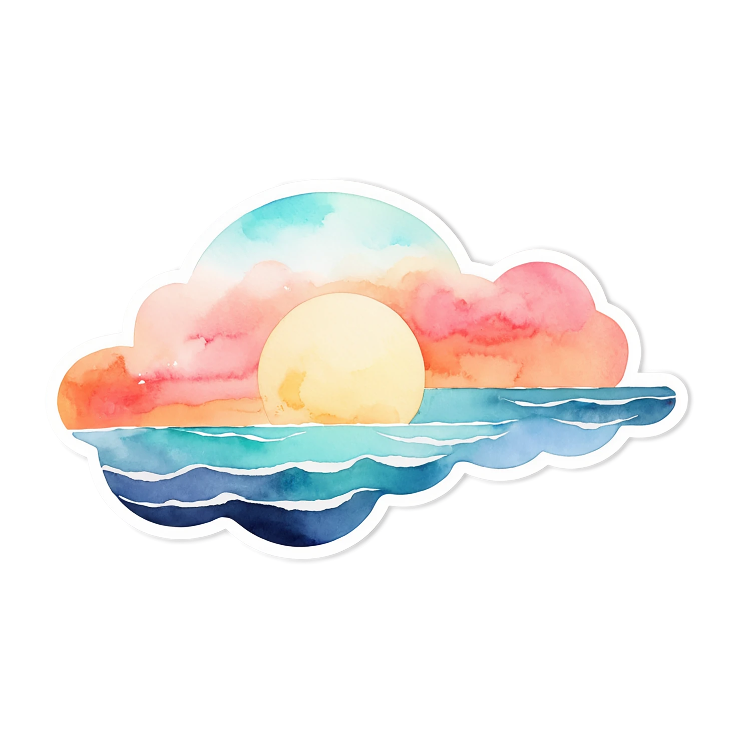 Beach Watercolor sticker isolated on transparent background #12876