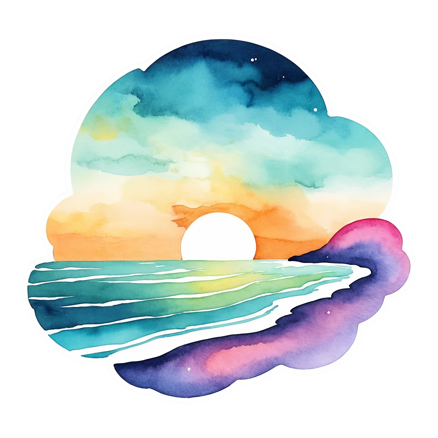 Beach Watercolor sticker isolated on transparent background #12881