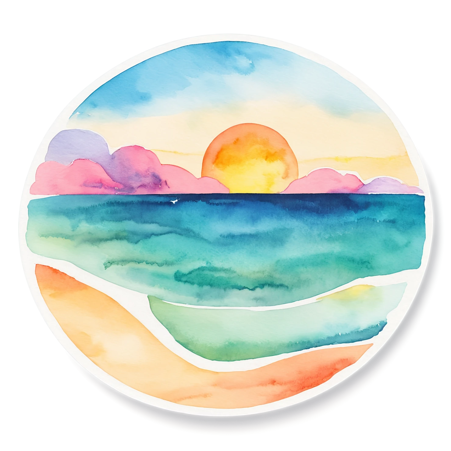Beach Watercolor sticker isolated on transparent background #12882