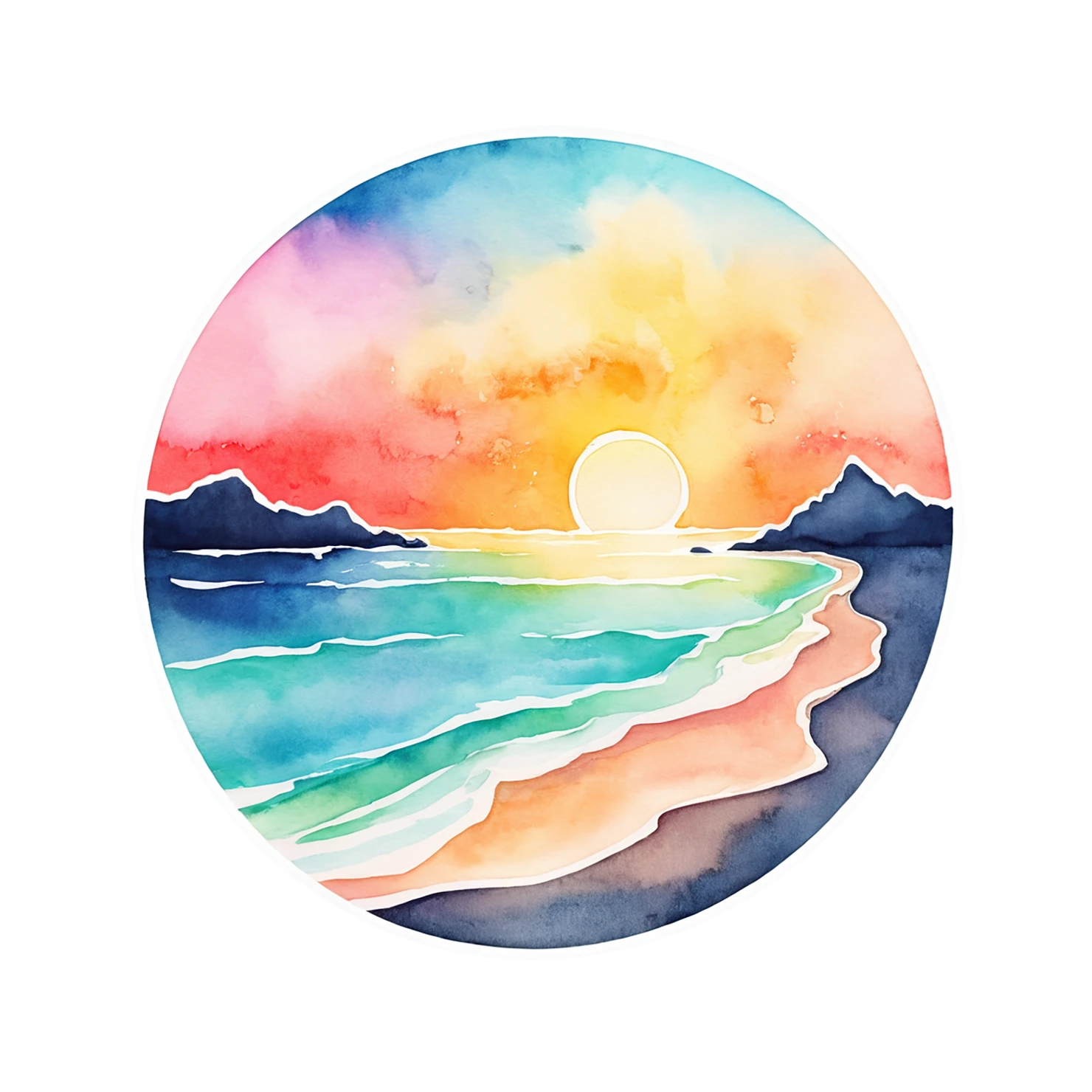Beach Watercolor sticker isolated on transparent background #12884