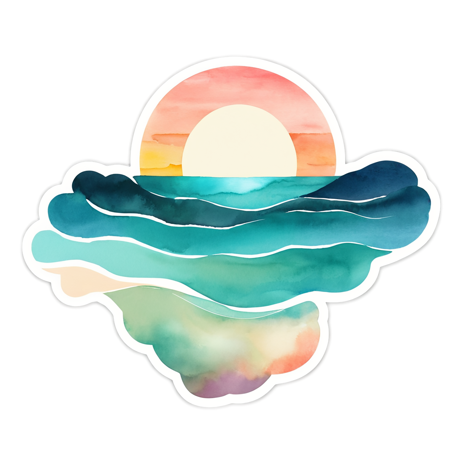 Beach Watercolor sticker isolated on transparent background #12885