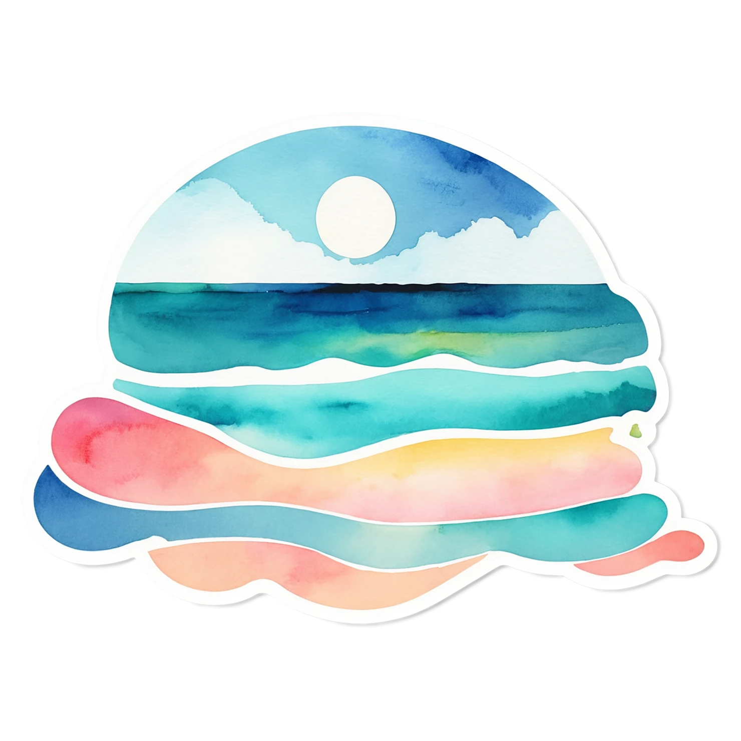 Beach Watercolor sticker isolated on transparent background #12886
