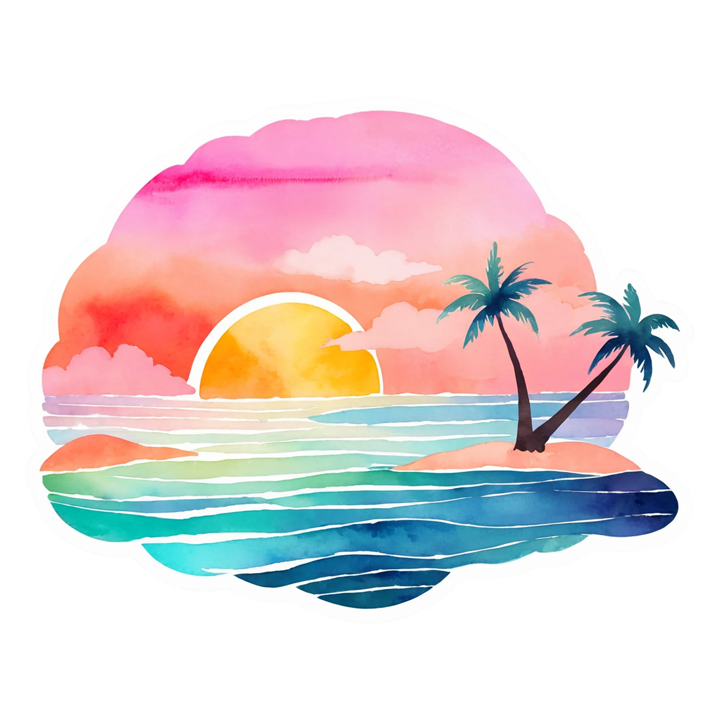 Beach Watercolor sticker isolated on transparent background #12887
