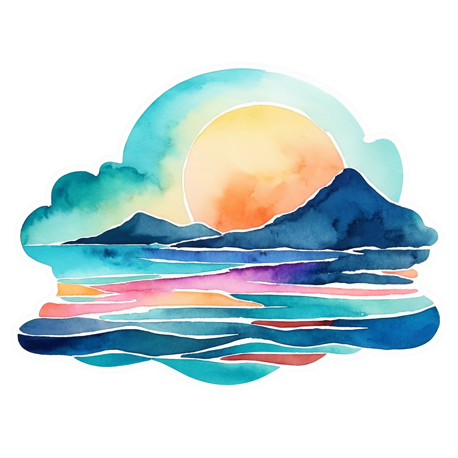 Beach Watercolor sticker isolated on transparent background #12890