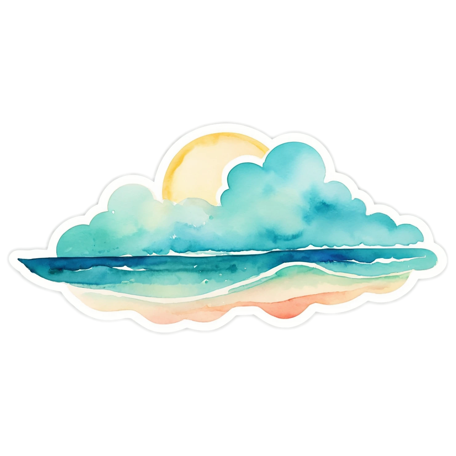 Beach Watercolor sticker isolated on transparent background #12892