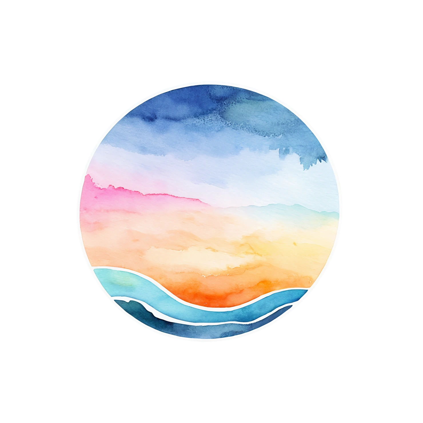 Beach Watercolor sticker isolated on transparent background #12893